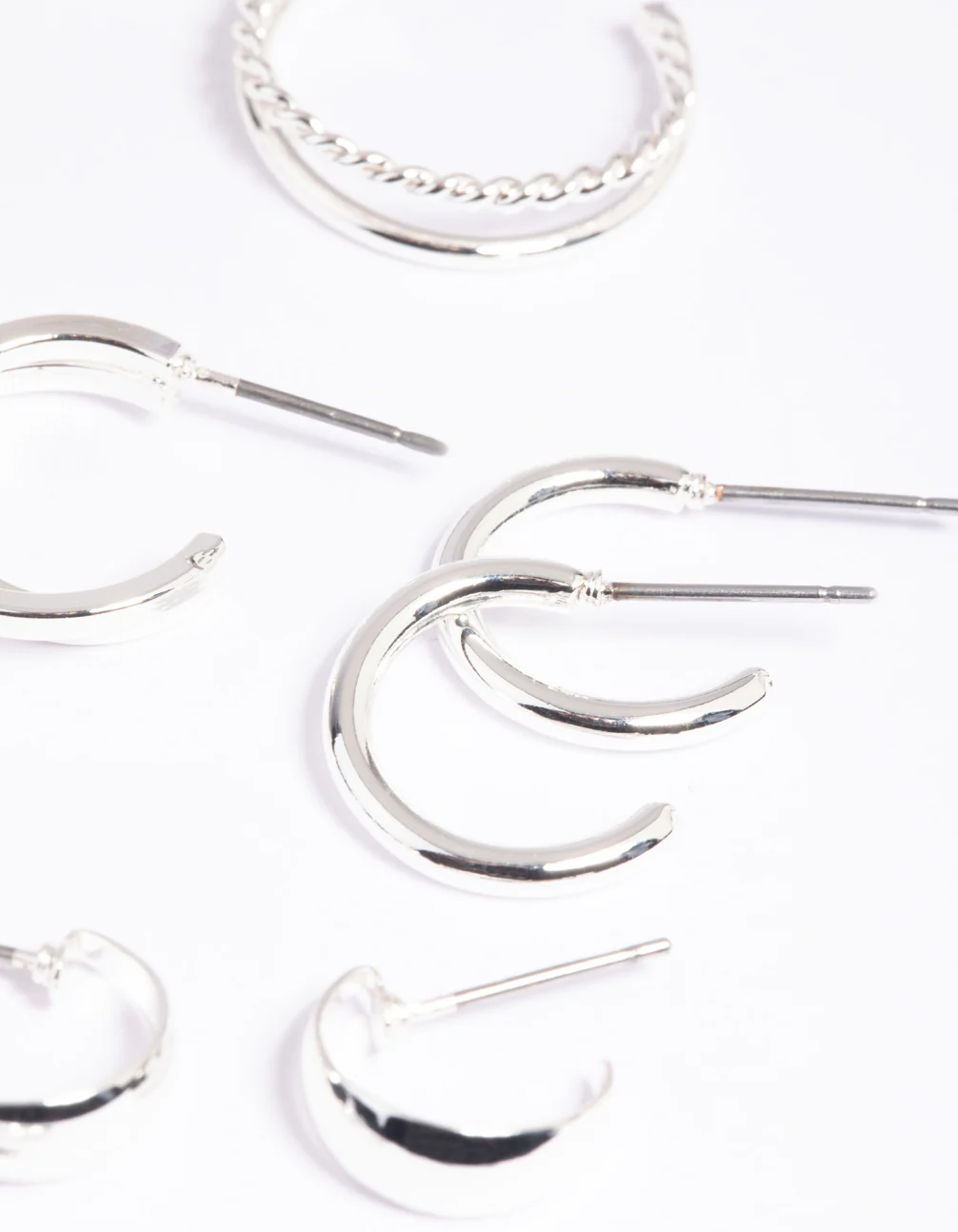 Silver Simple Hoop Earring 8-Pack - Image 3
