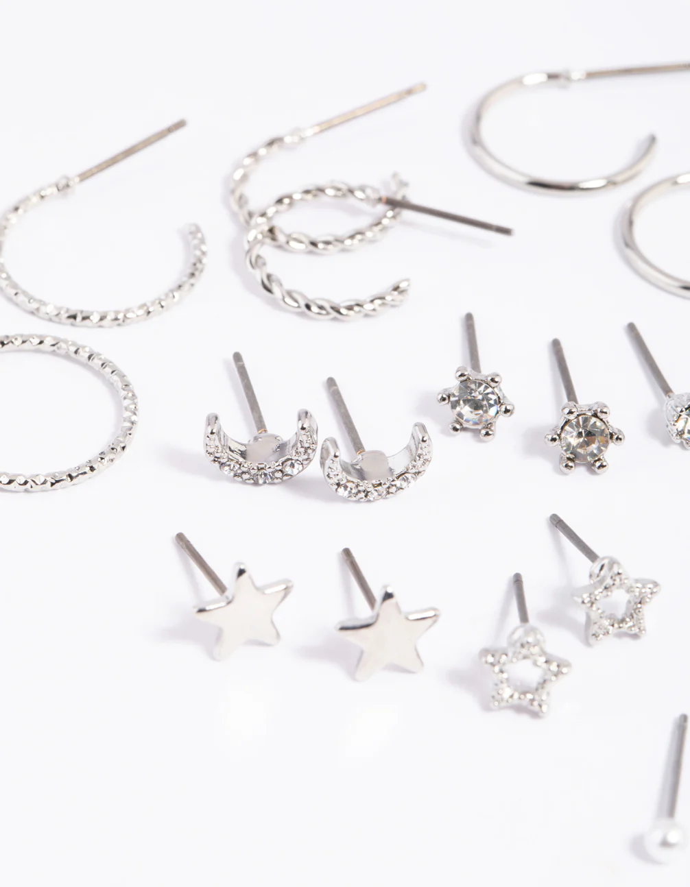 Silver Celestial Heart Stud Earring 12-Pack - Image 2