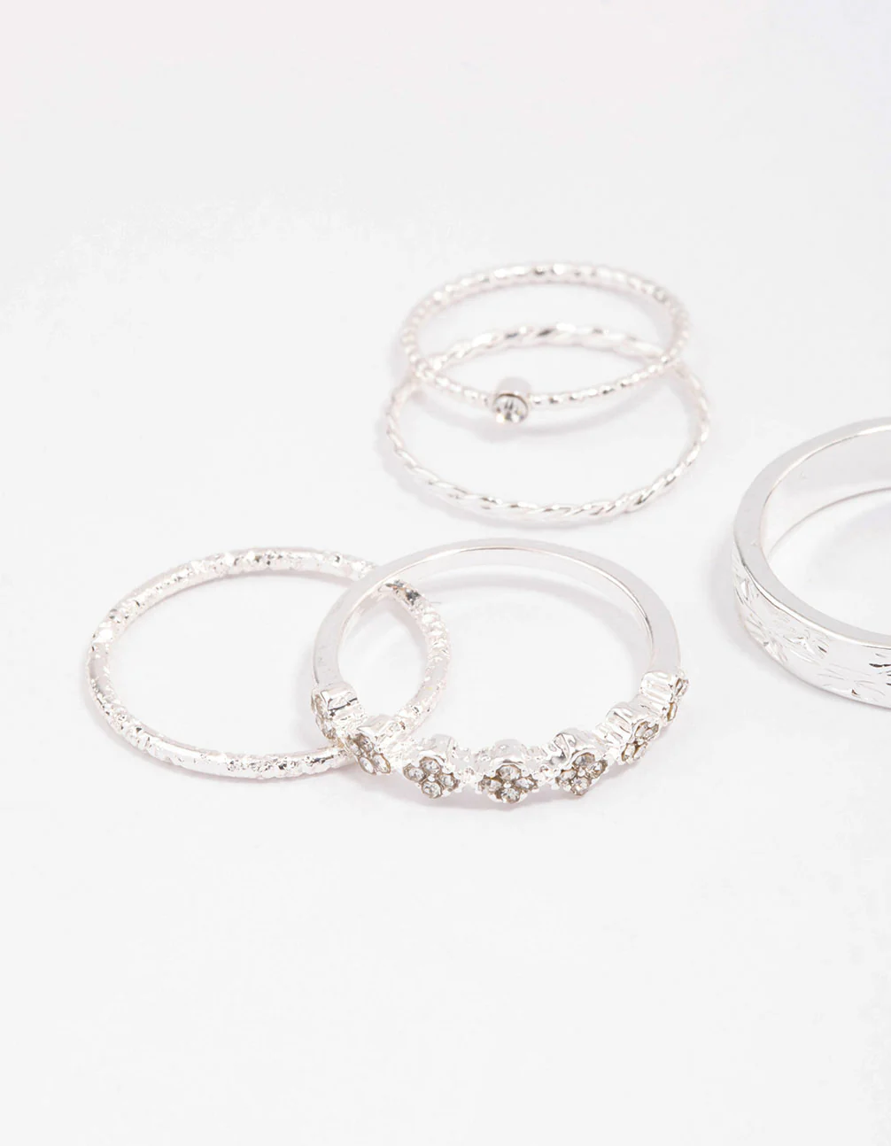 Silver Dainty Flower Ring Pack - Image 2