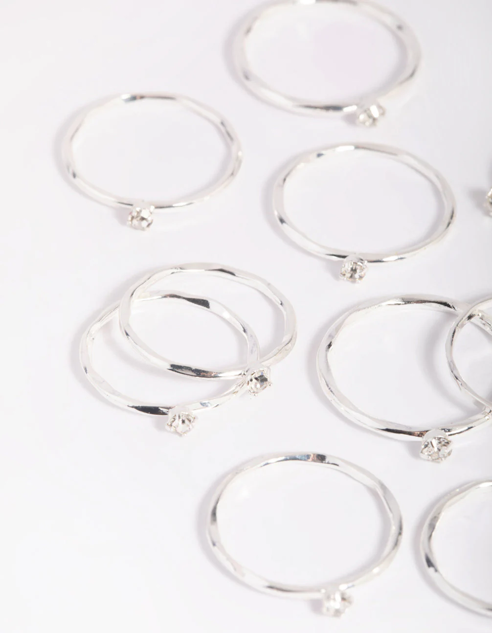 Silver Diamante Ring Stack 8-Pack - Image 3