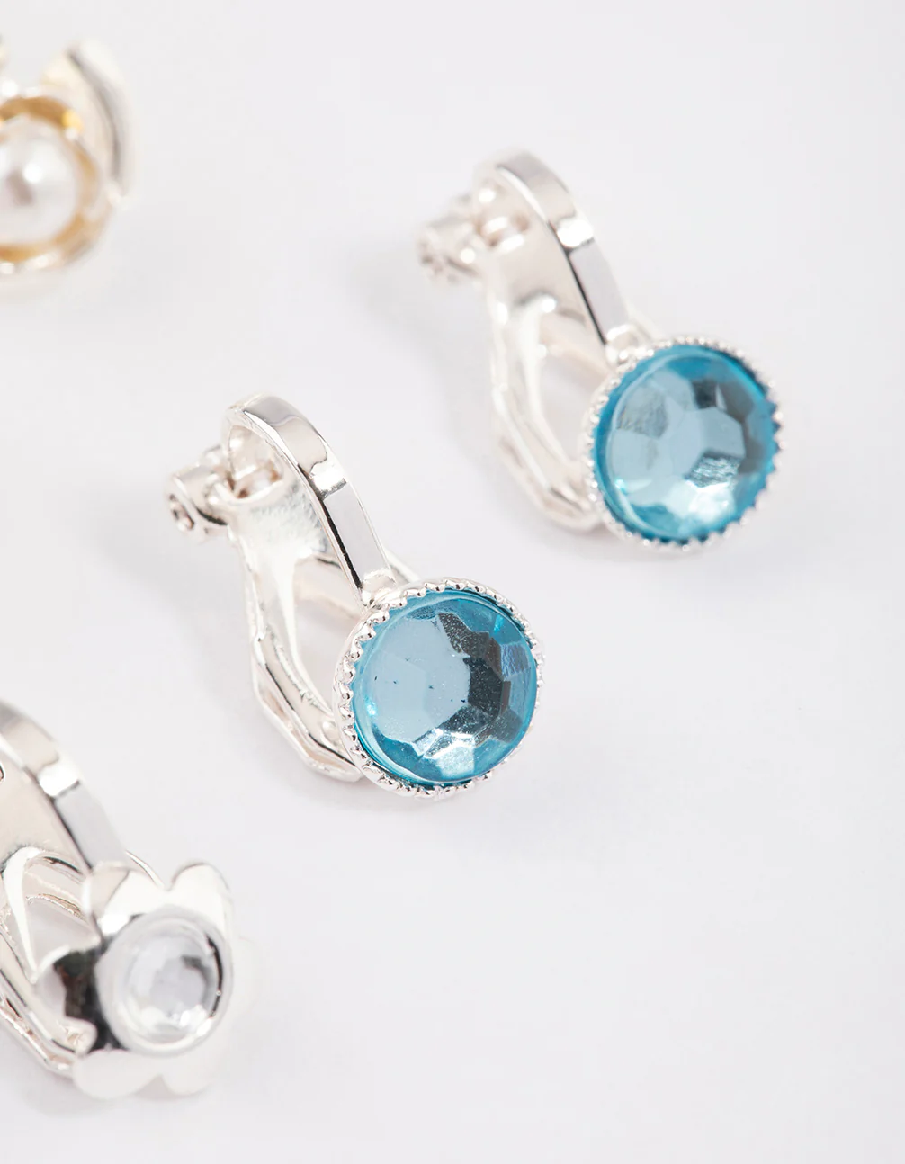 Silver Flower & Butterfly Clip On Earrings 5-Pack - Image 3