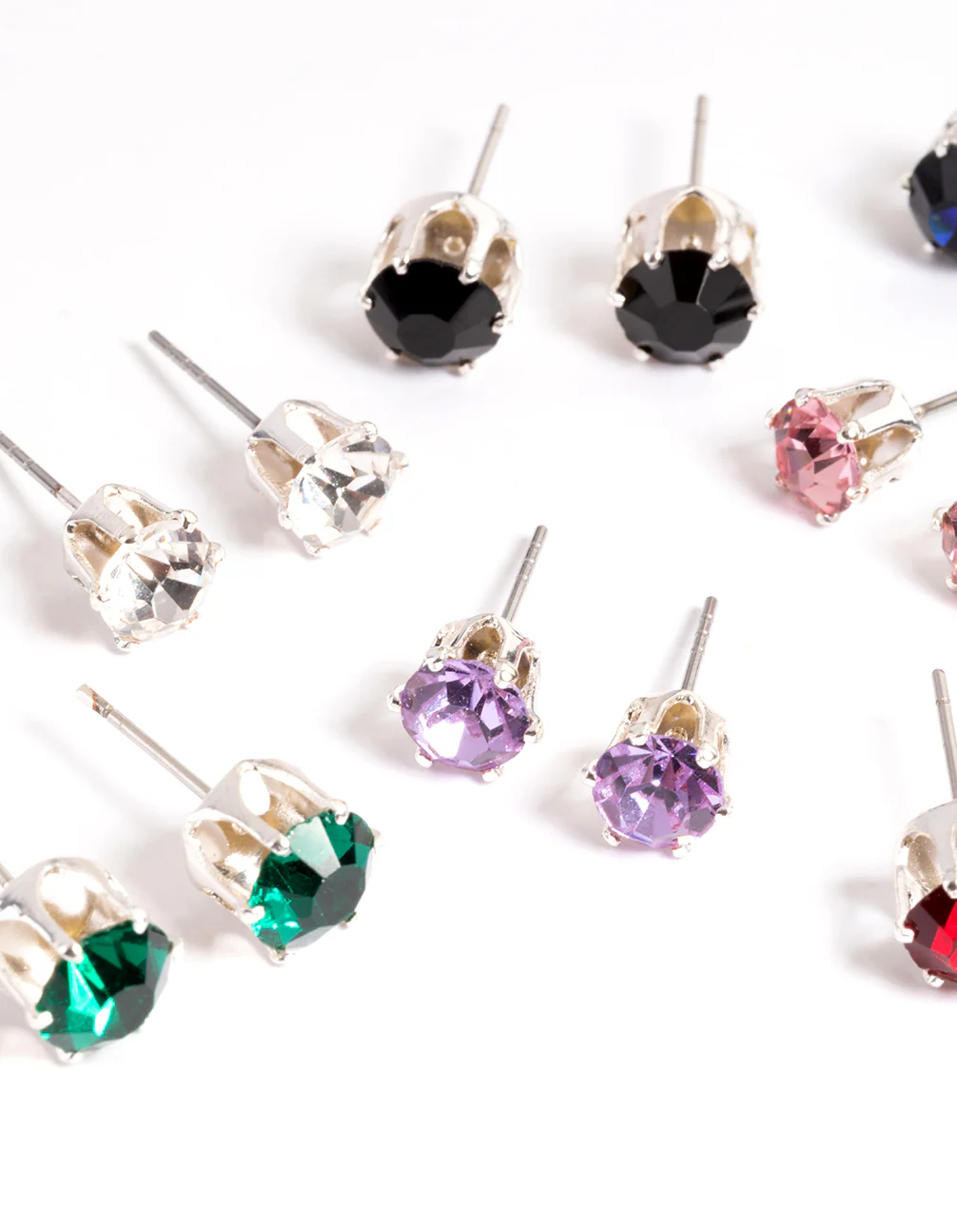 Silver Mixed Round Diamante Earring 8-Pack - Image 2