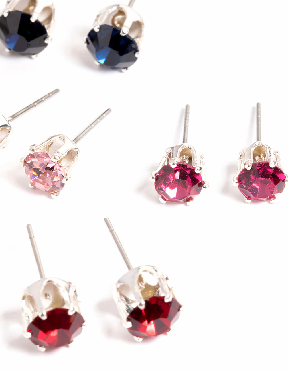 Silver Mixed Round Diamante Earring 8-Pack - Image 3
