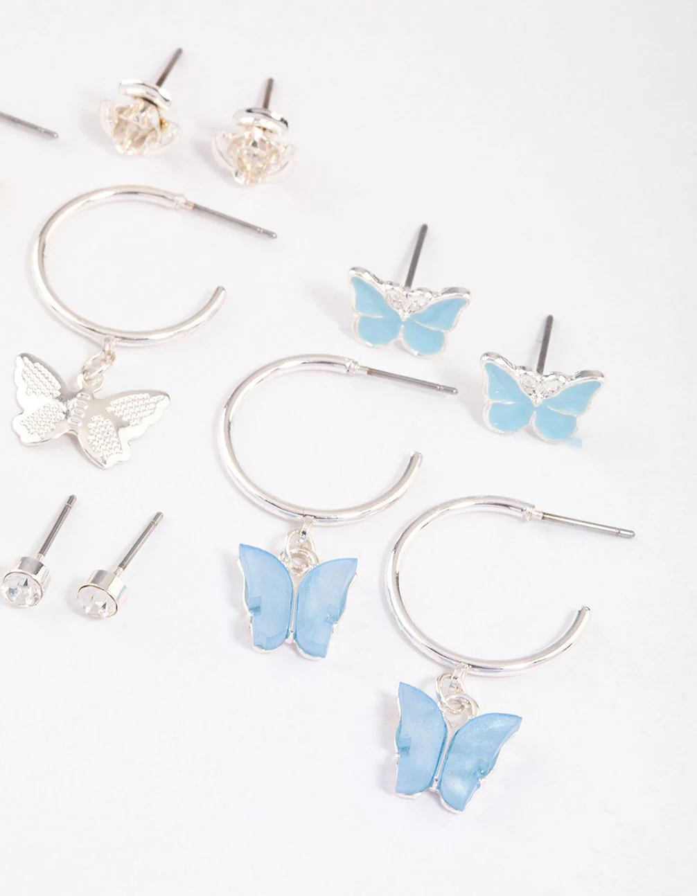 Silver Mixed Butterfly Garden Earrings 8-Pack - Image 3