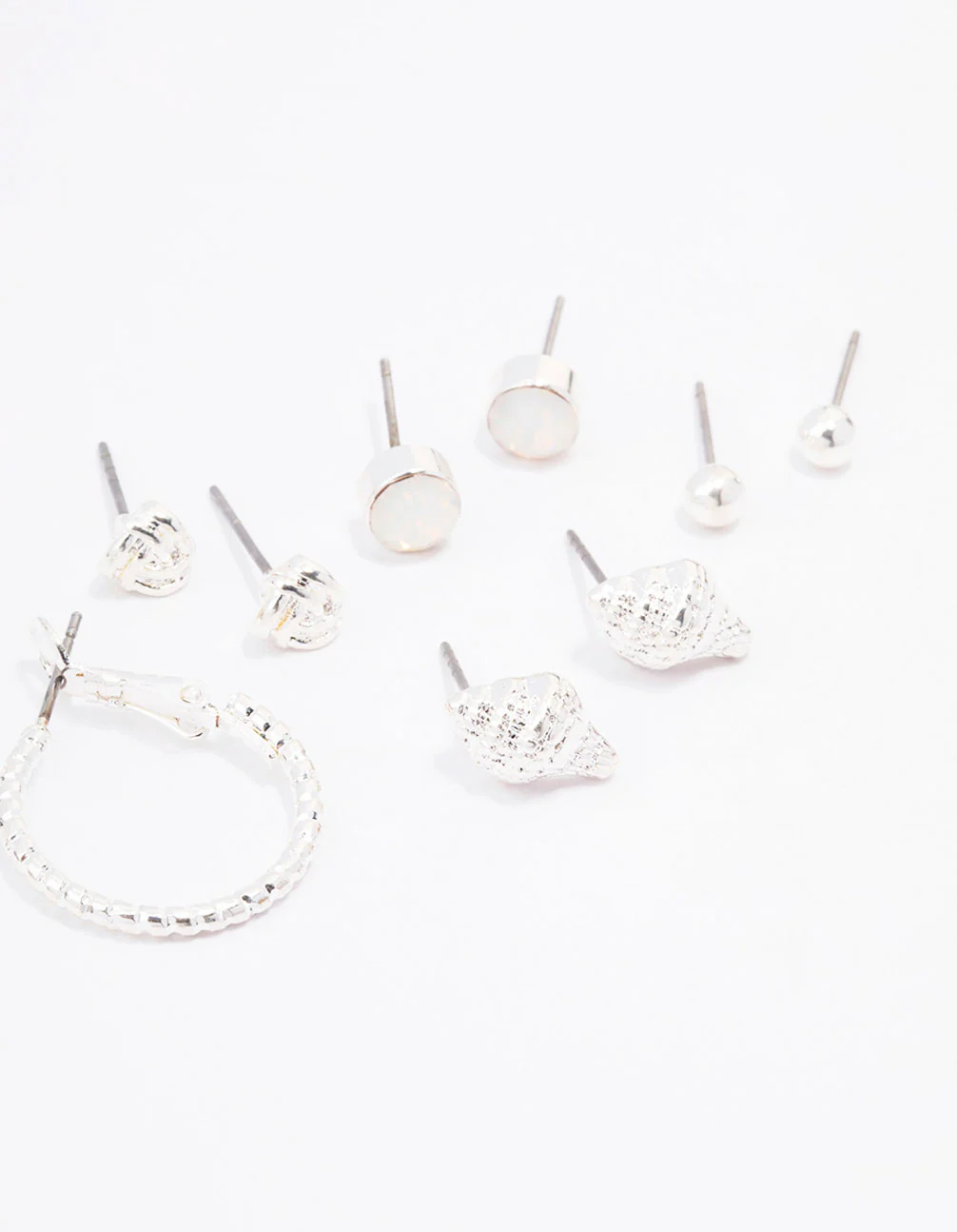 Silver Shell Pearl Stud Earring 8-Pack - Image 3