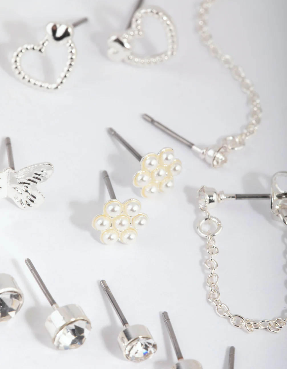 Silver Pearl Mixed Stud Earring 12-Pack - Image 3