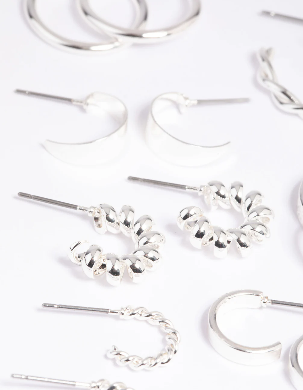 Silver Twisted Hoop Earring 8-Pack - Image 2
