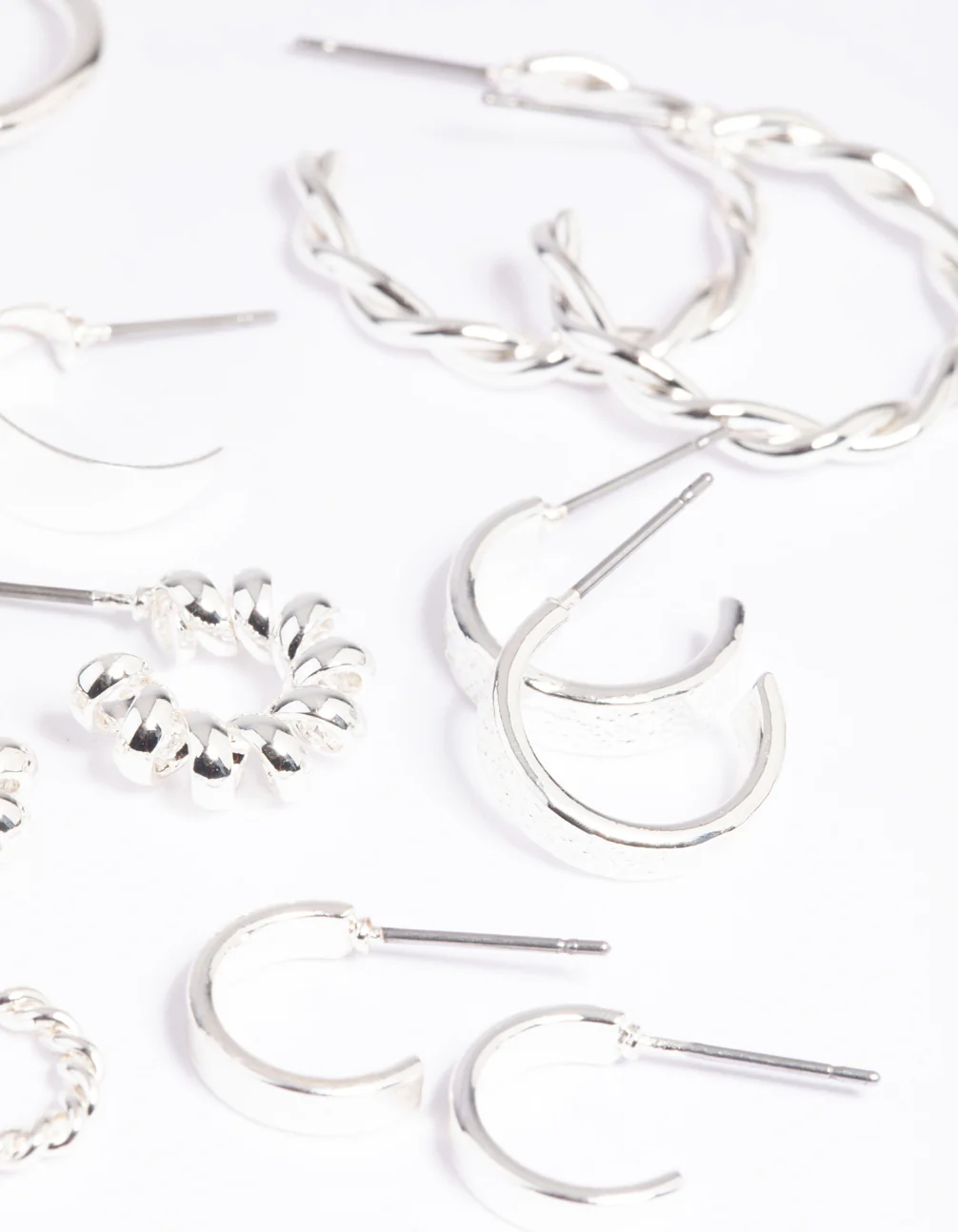 Silver Twisted Hoop Earring 8-Pack - Image 3