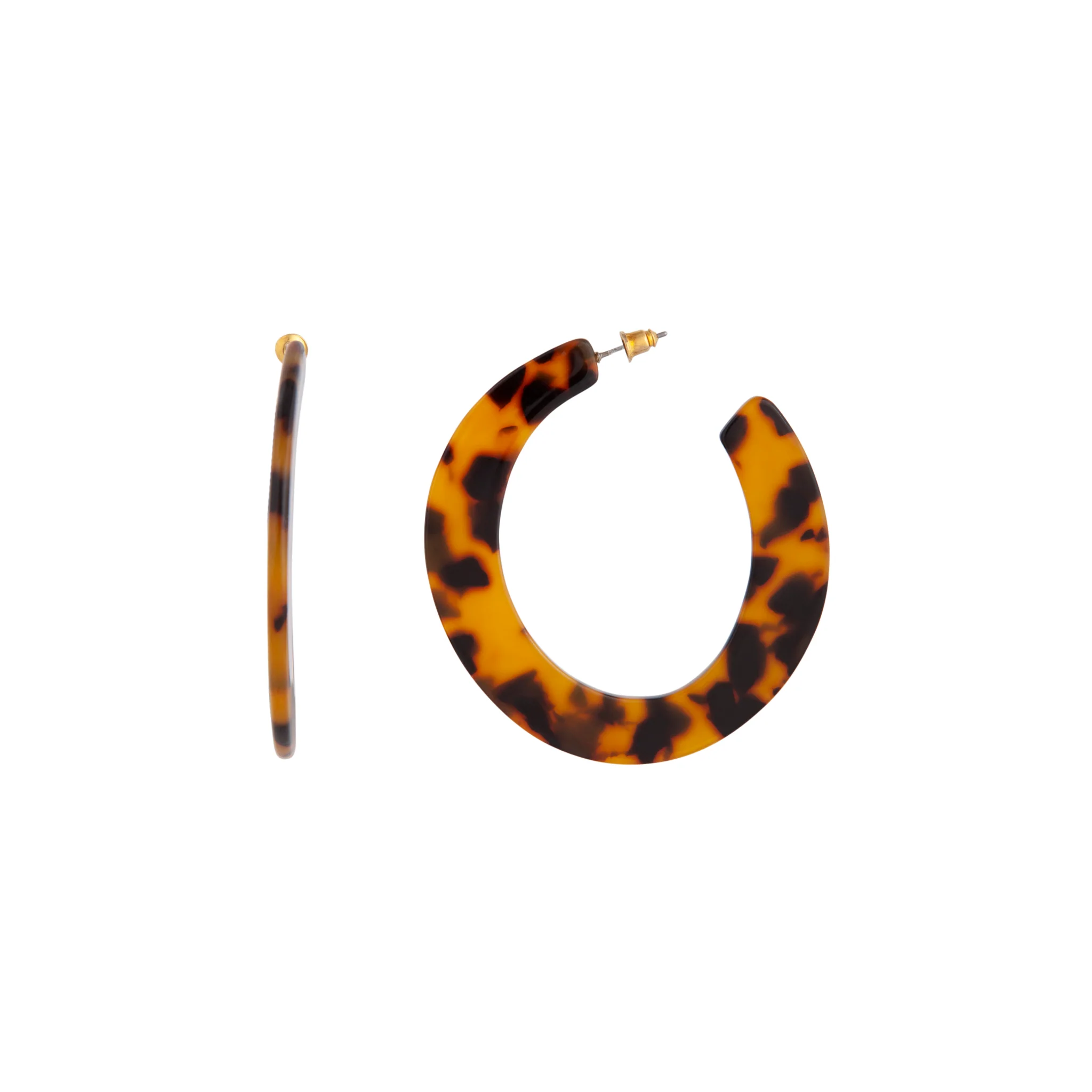 Tortoiseshell Warped Hoop Earrings - Image 2