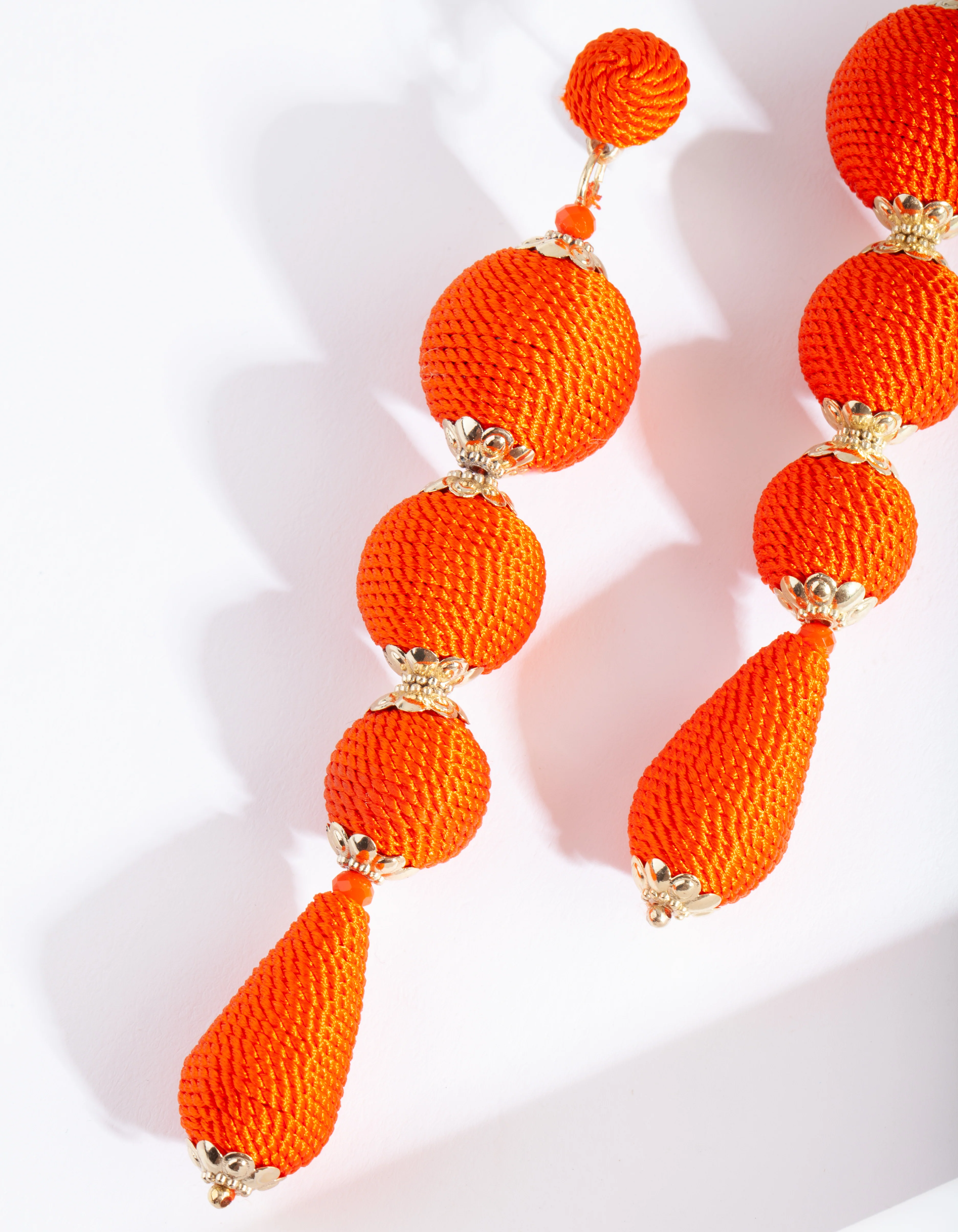 Orange Thread Drop Earrings - Image 2
