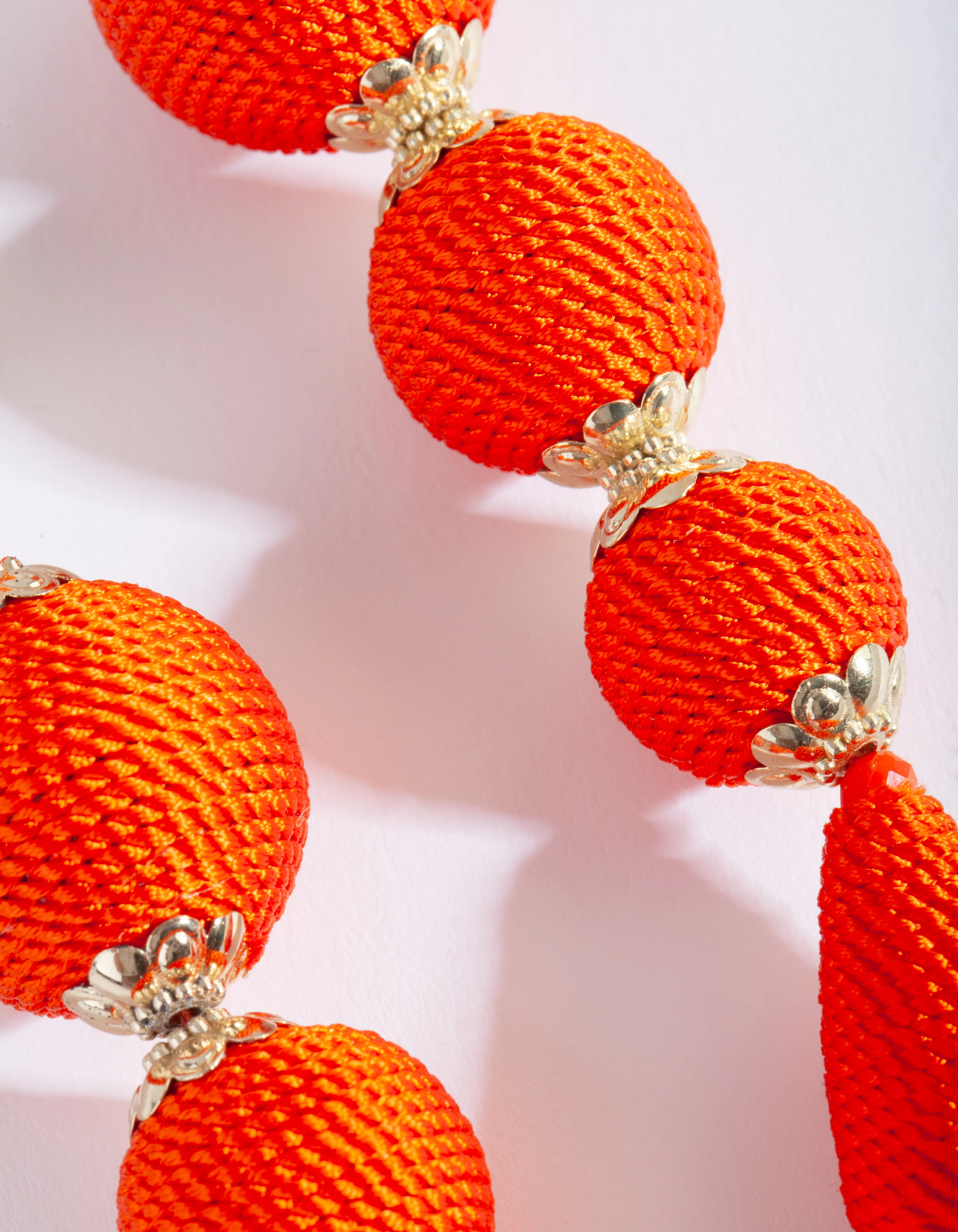 Orange Thread Drop Earrings - Image 3