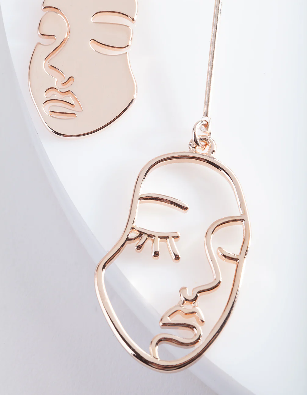 Rose Gold Mismatch Face Earrings - Image 2