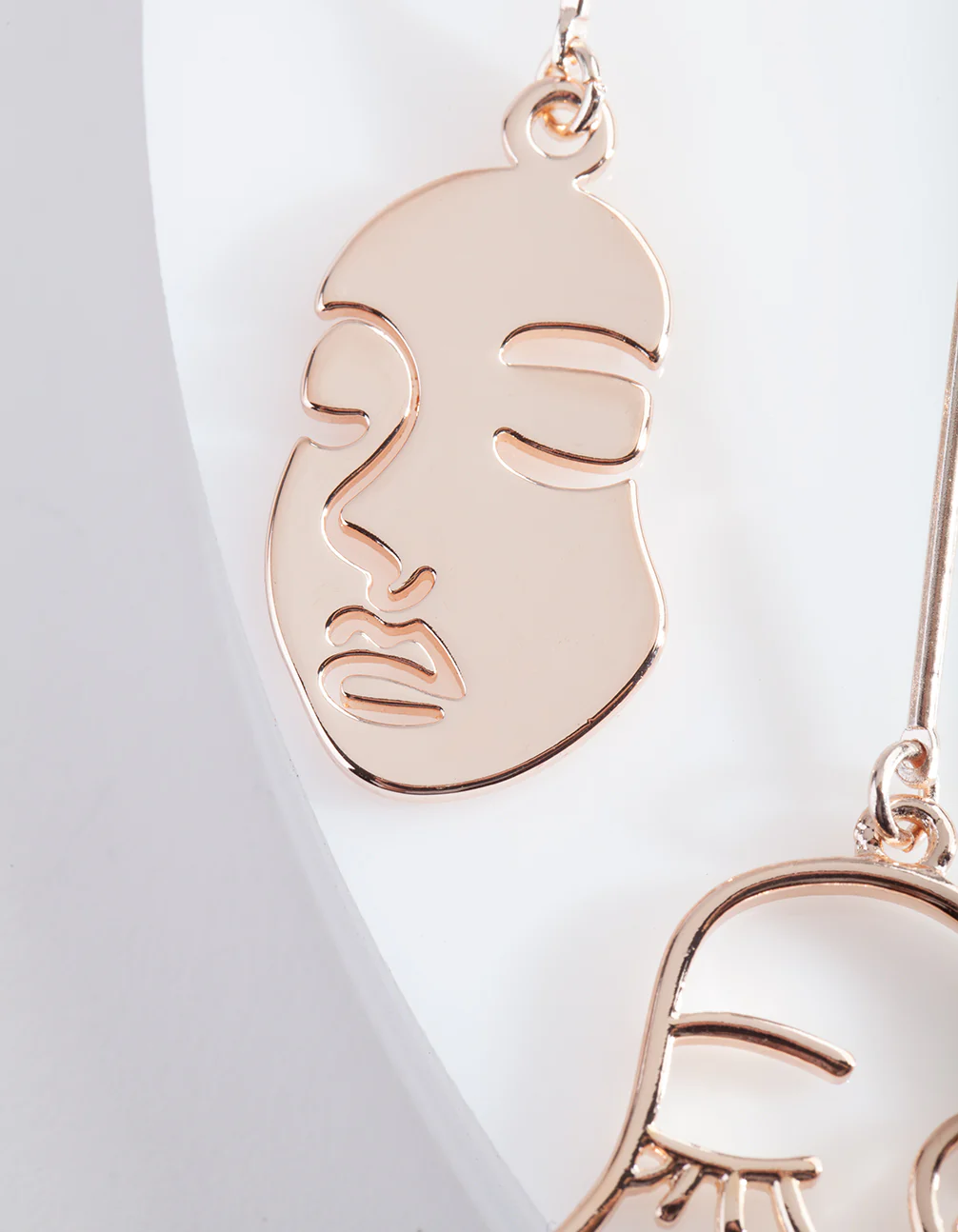 Rose Gold Mismatch Face Earrings - Image 3