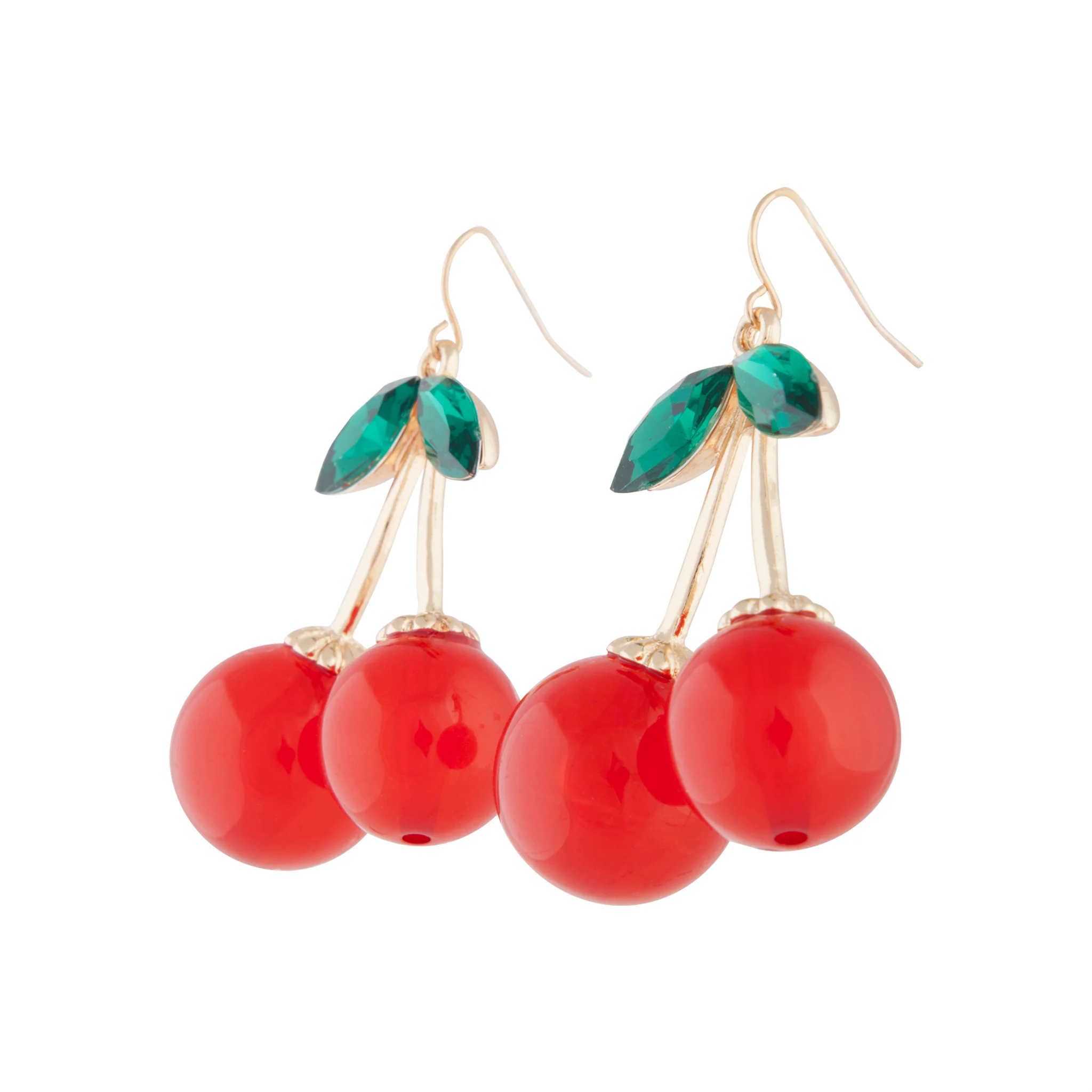 Red Gold Cherry Drop Earrings - Image 2