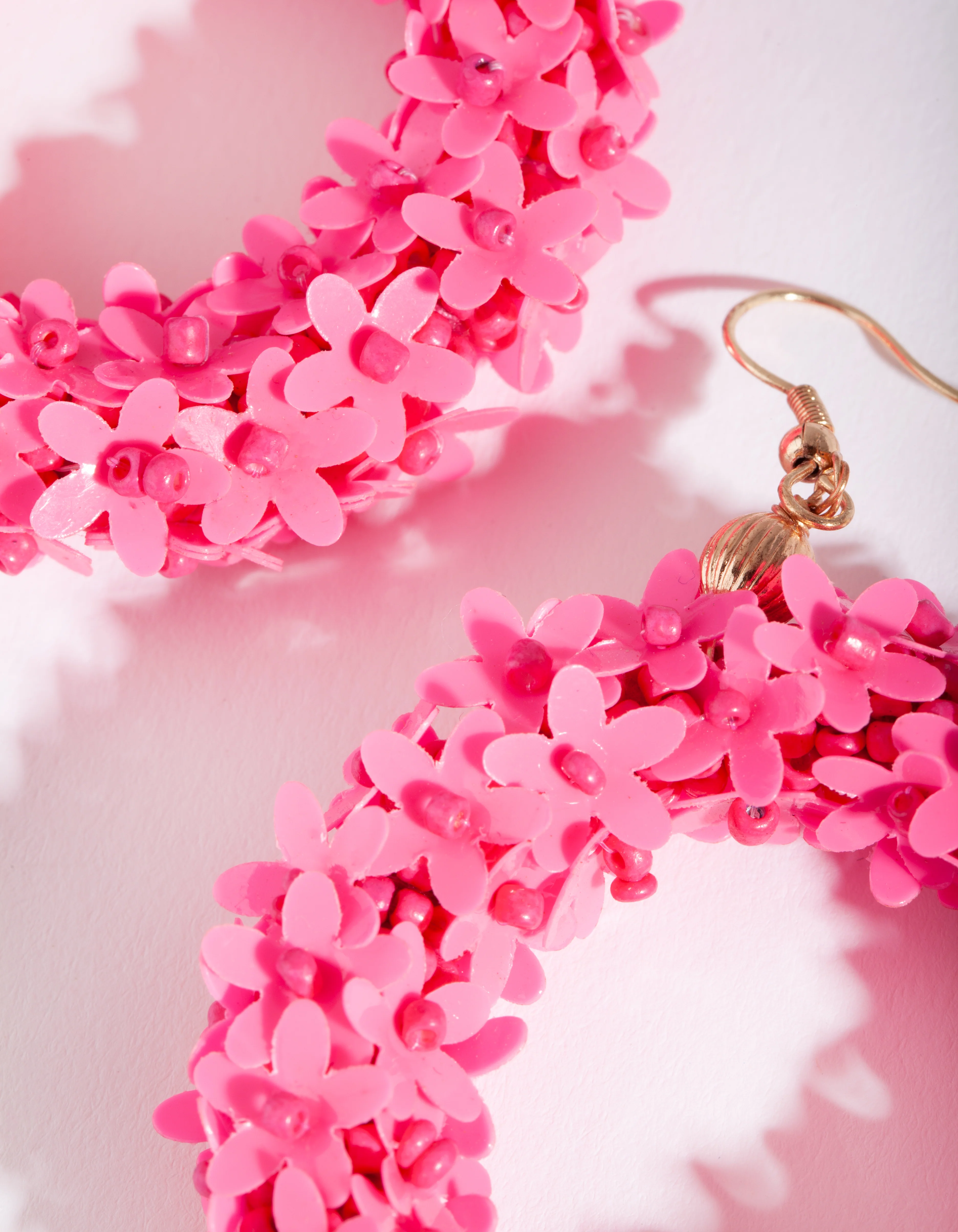 Pink Flower Wreath Drop Earrings - Image 3