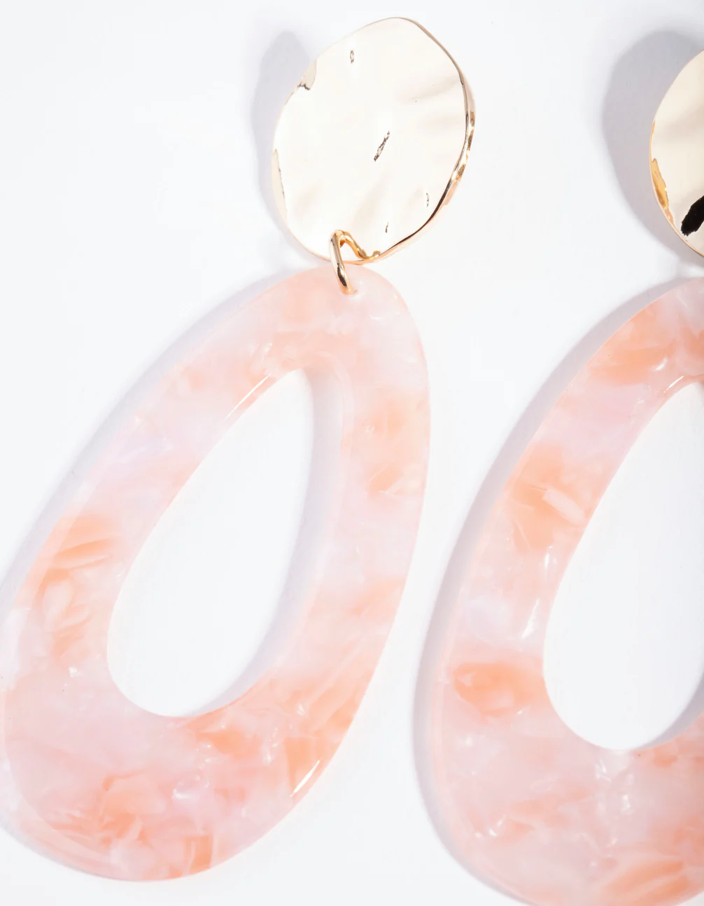 Gold Hammered Acrylic Drop Earrings - Image 2