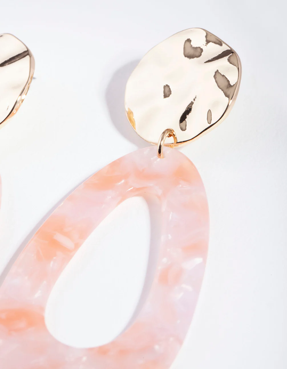 Gold Hammered Acrylic Drop Earrings - Image 3