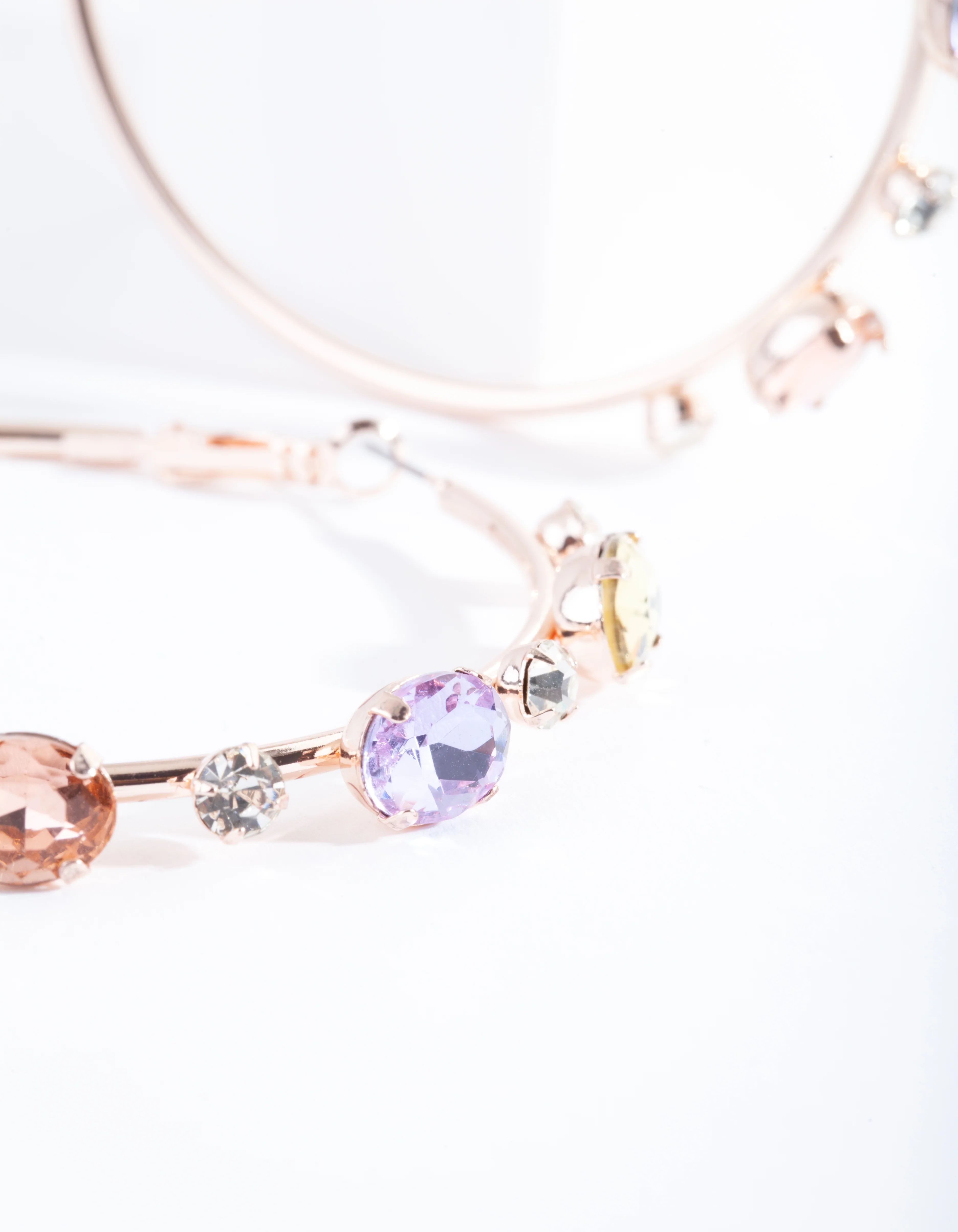 Rose Gold Jewelled Hoop Earrings - Image 3