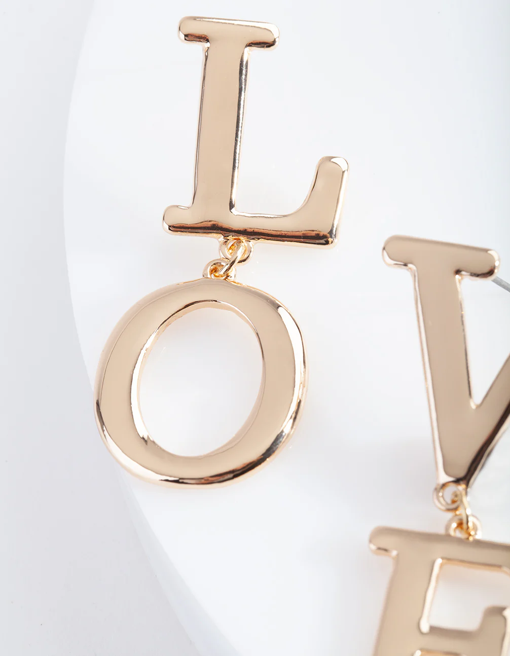 Gold "LOVE" Split Drop Earrings - Image 2