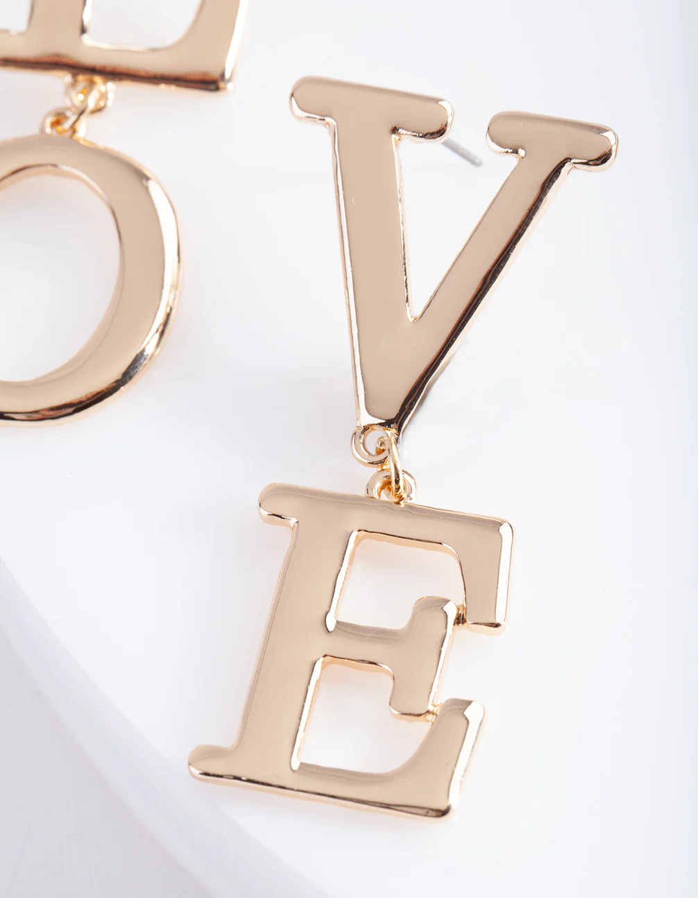Gold "LOVE" Split Drop Earrings - Image 3