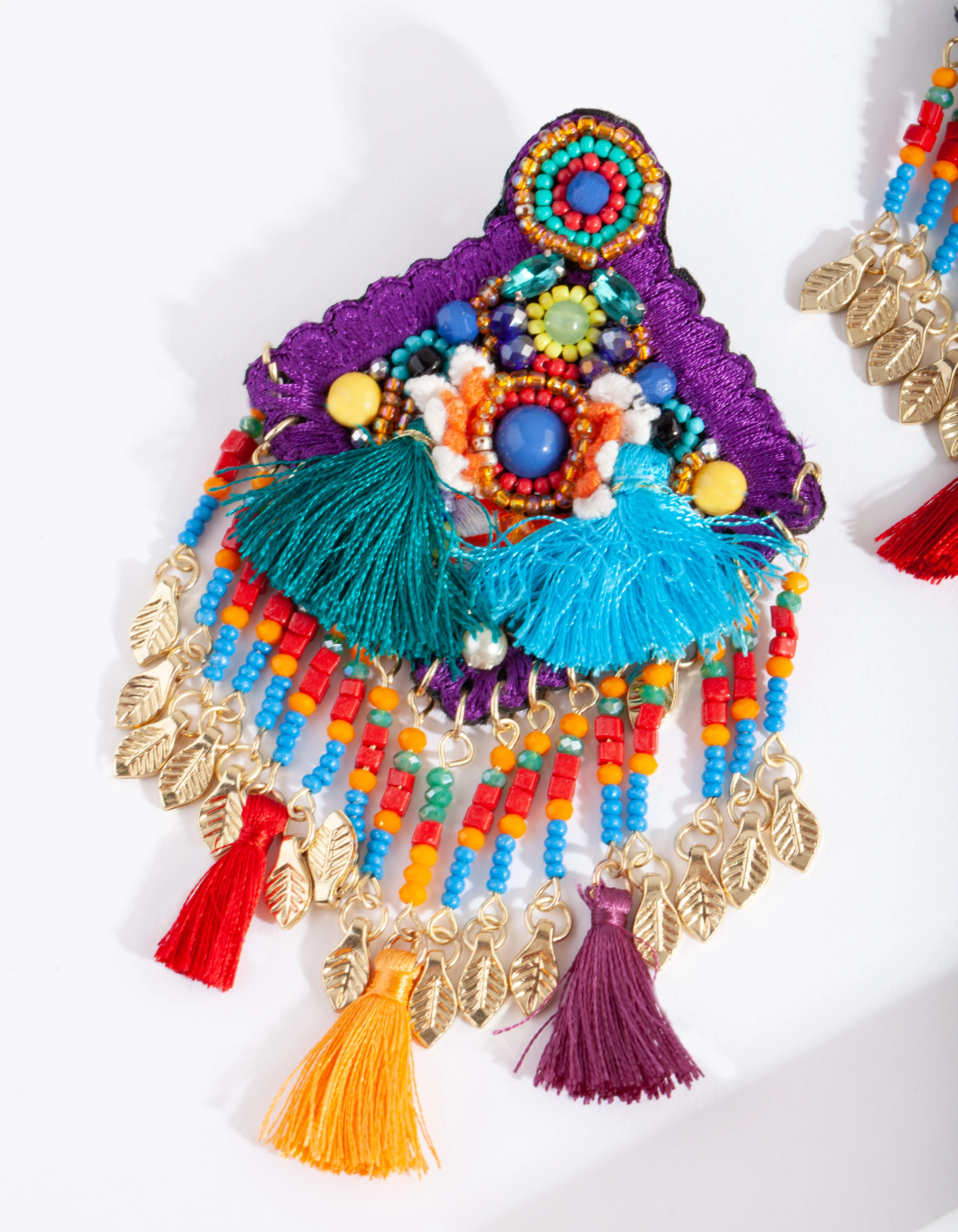 Rainbow Bead Statement Earrings - Image 2