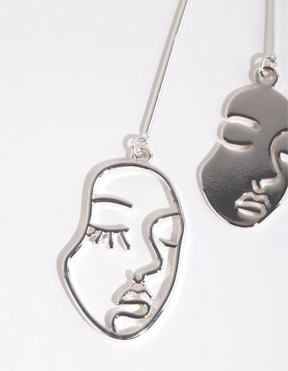 Silver Mismatch Face Drop Earrings - Image 2