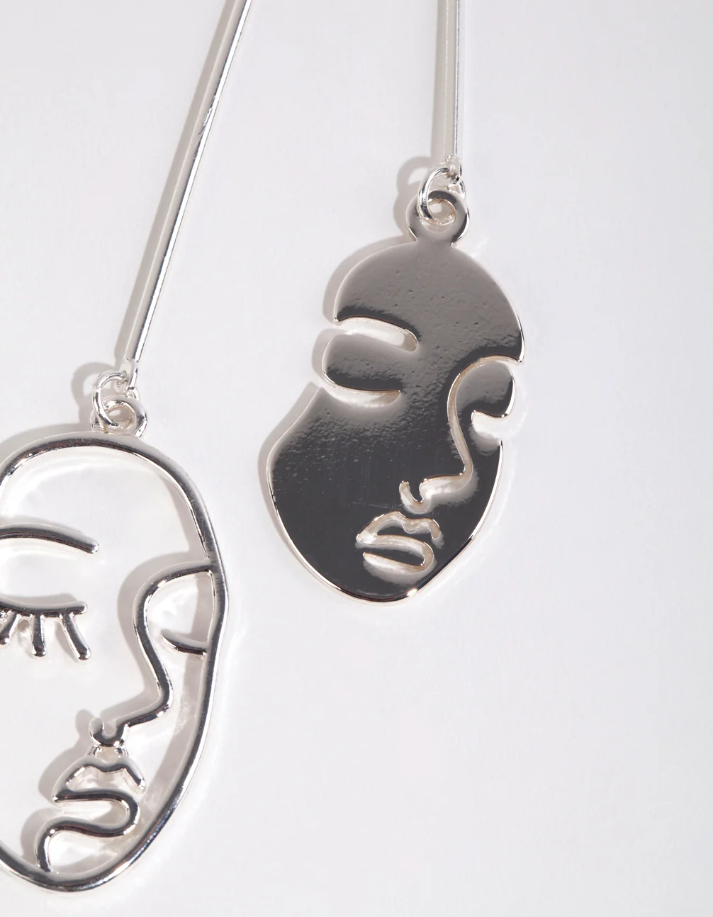 Silver Mismatch Face Drop Earrings - Image 3