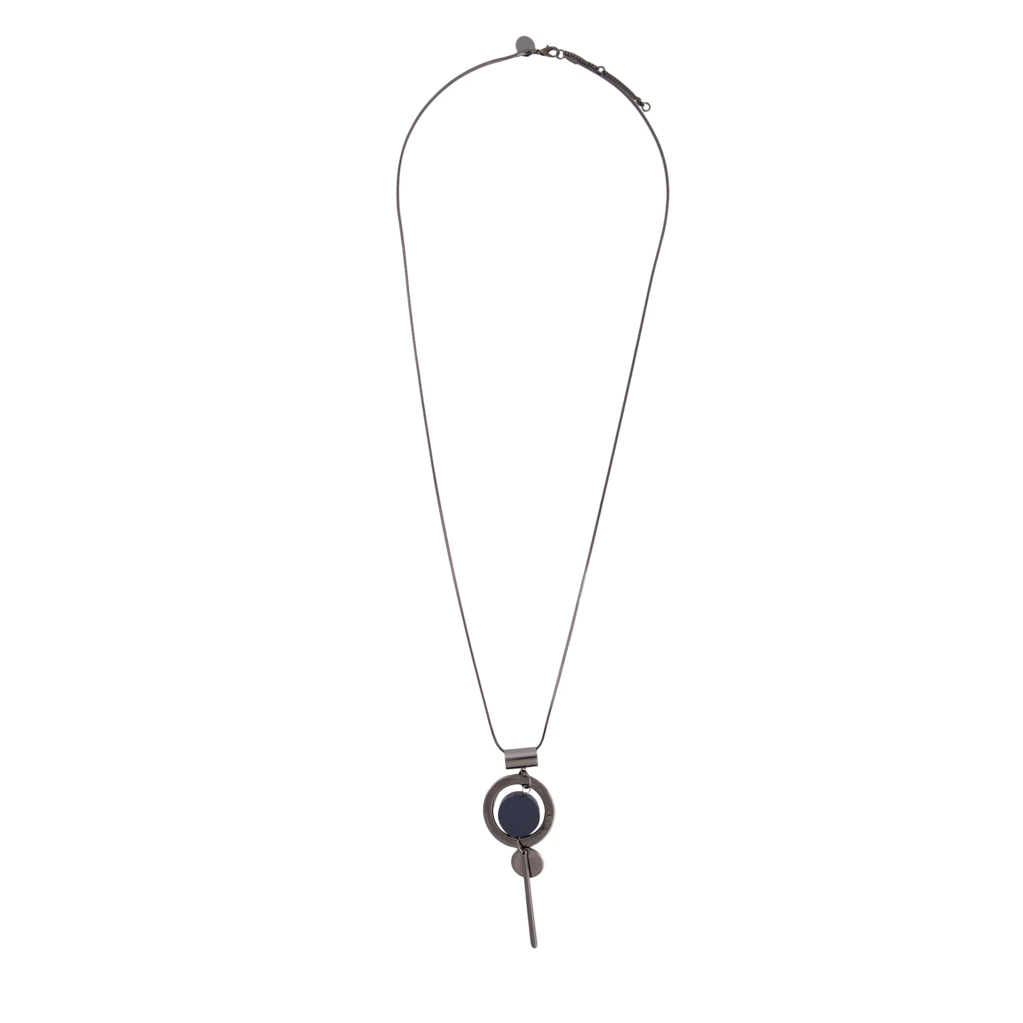 Gunmetal Suspended Disc Necklace - Image 2