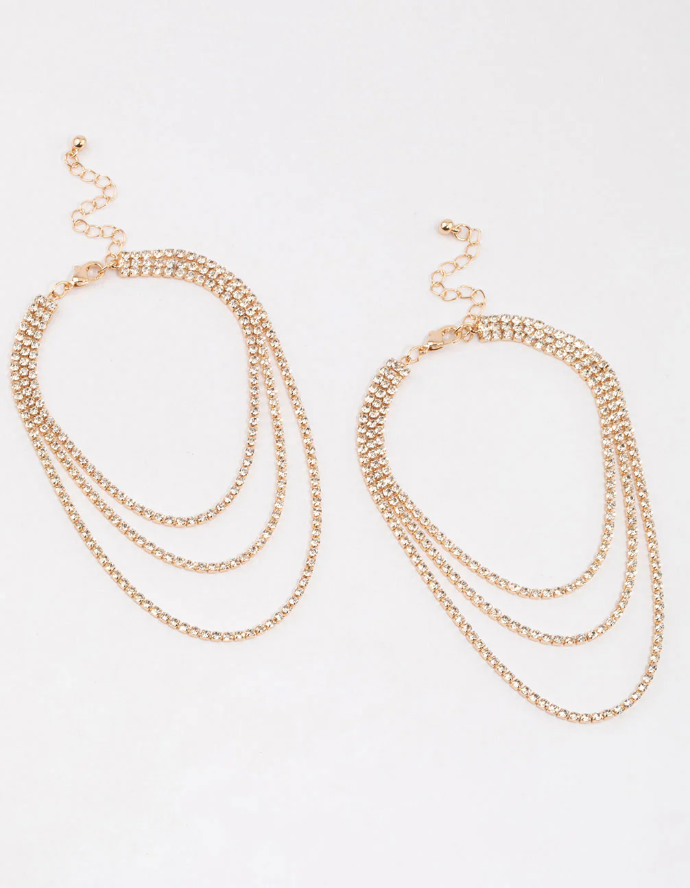 Gold Diamante Drape Anklet - Image 2