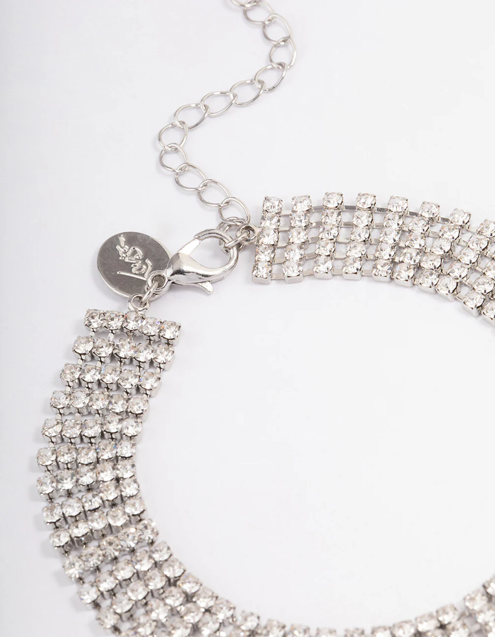 Silver Diamante Cupchain Wide Anklet - Image 3