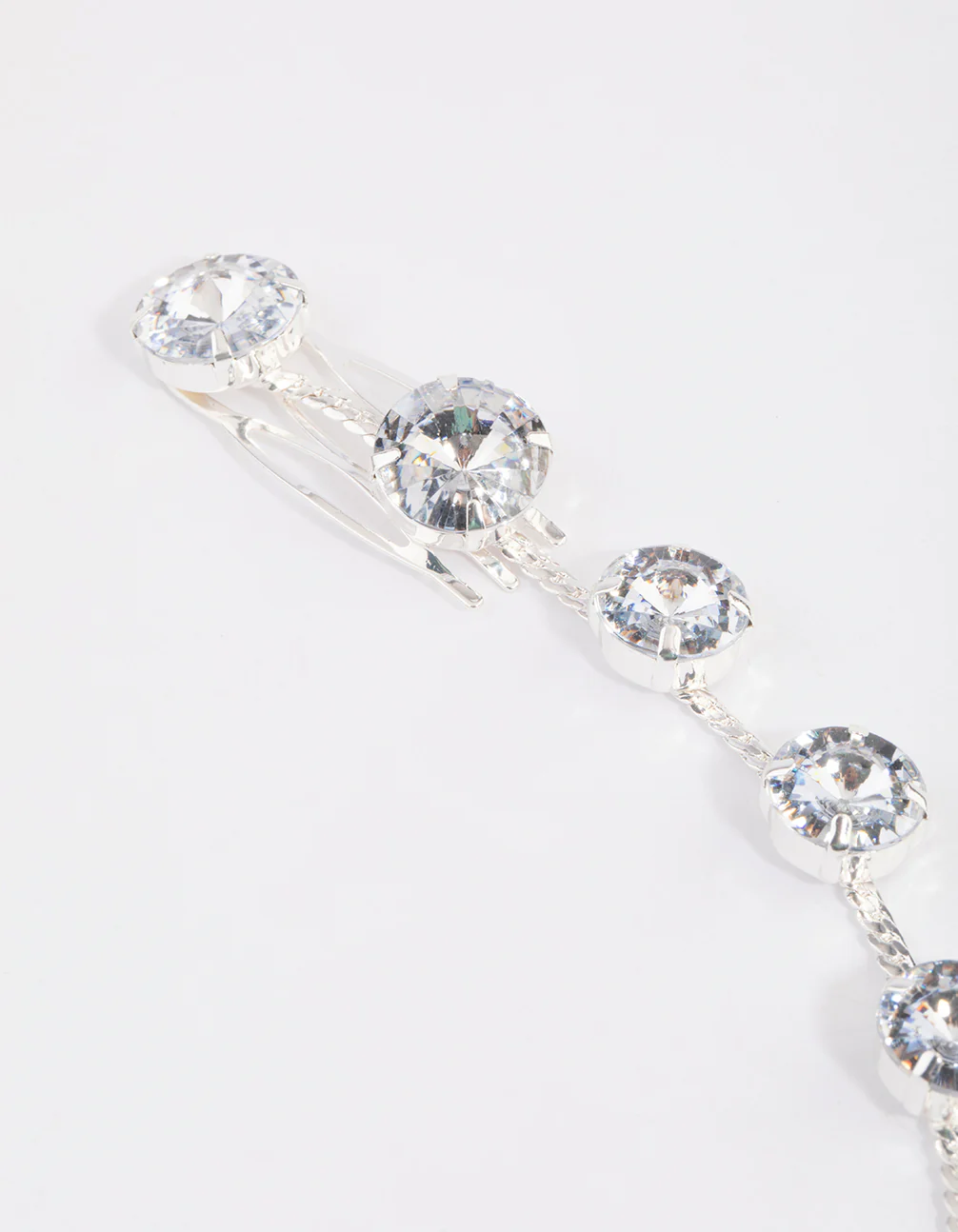 Silver Round Crystal Hair Clip - Image 3