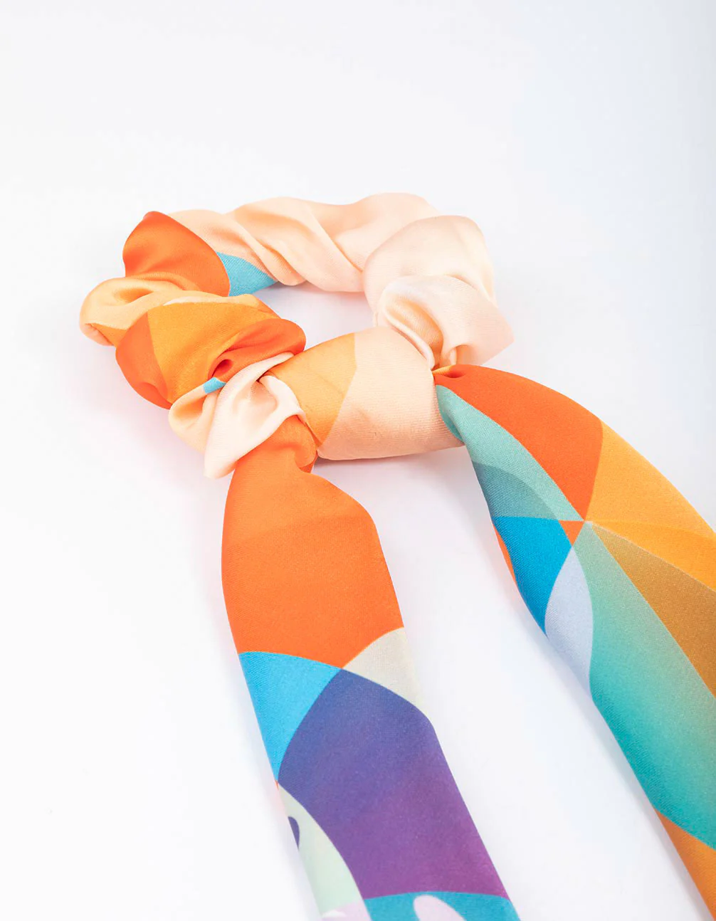 Fabric Geometric Colourful Satin Scarf - Image 2