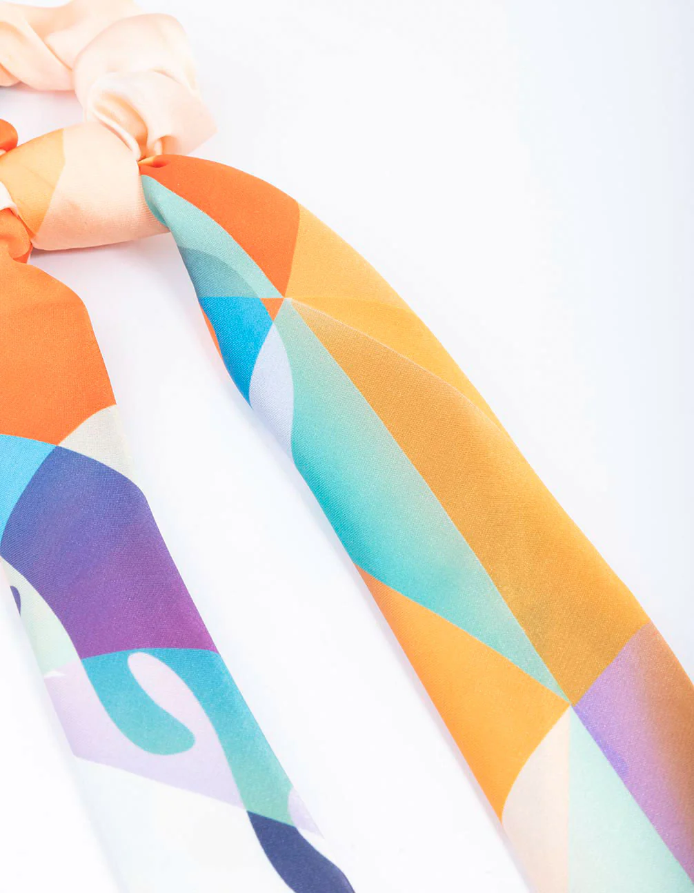 Fabric Geometric Colourful Satin Scarf - Image 3