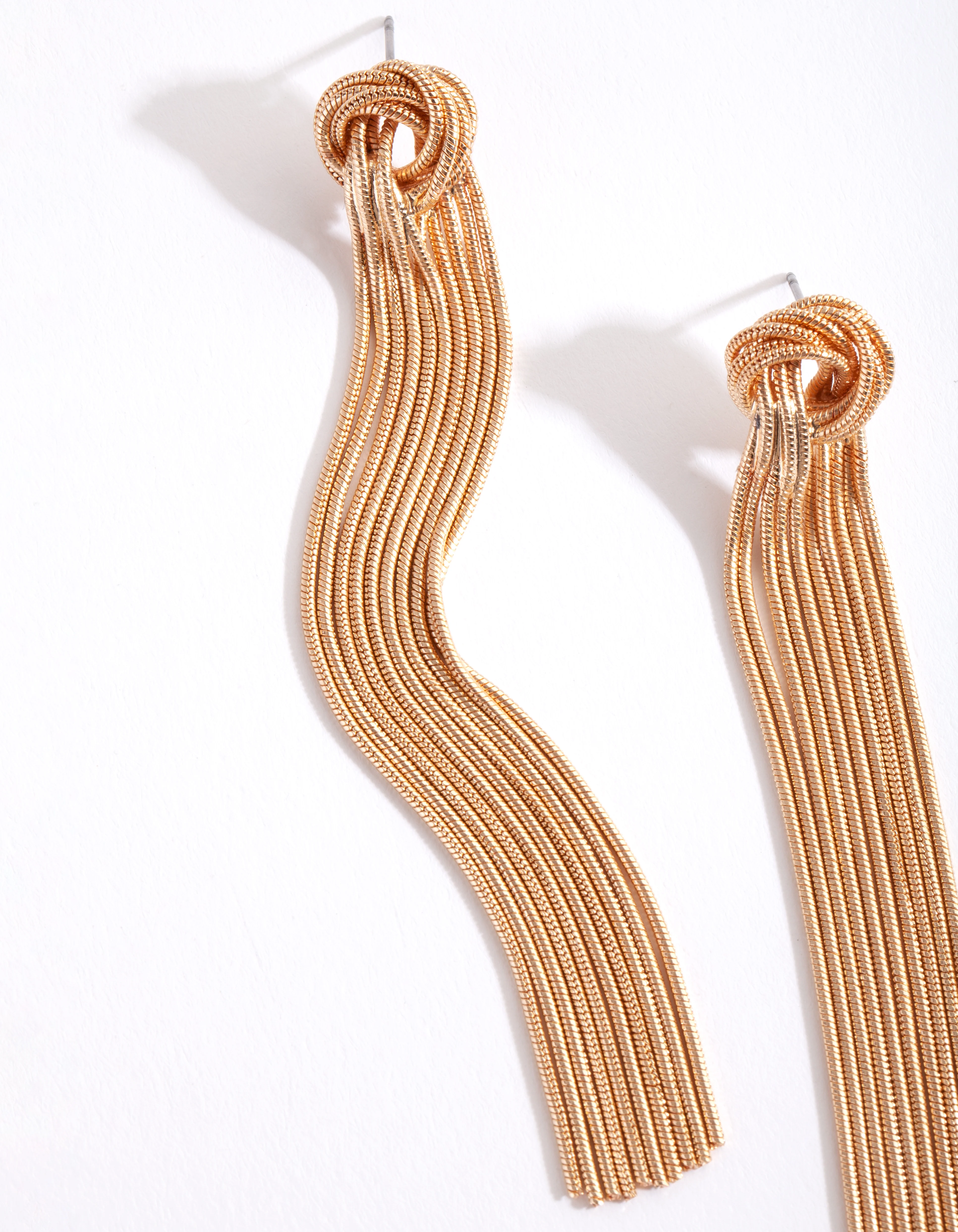 Gold Knot Snakechain Earrings - Image 2