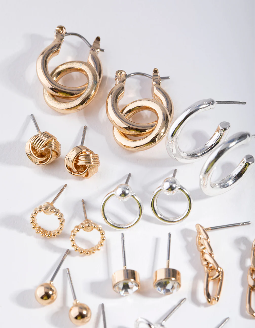 Mixed Metals Chain & Hoop 16-Pack Earring - Image 2