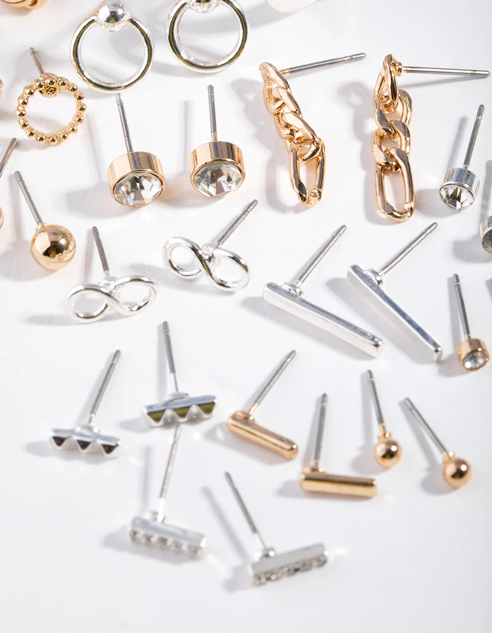 Mixed Metals Chain & Hoop 16-Pack Earring - Image 3
