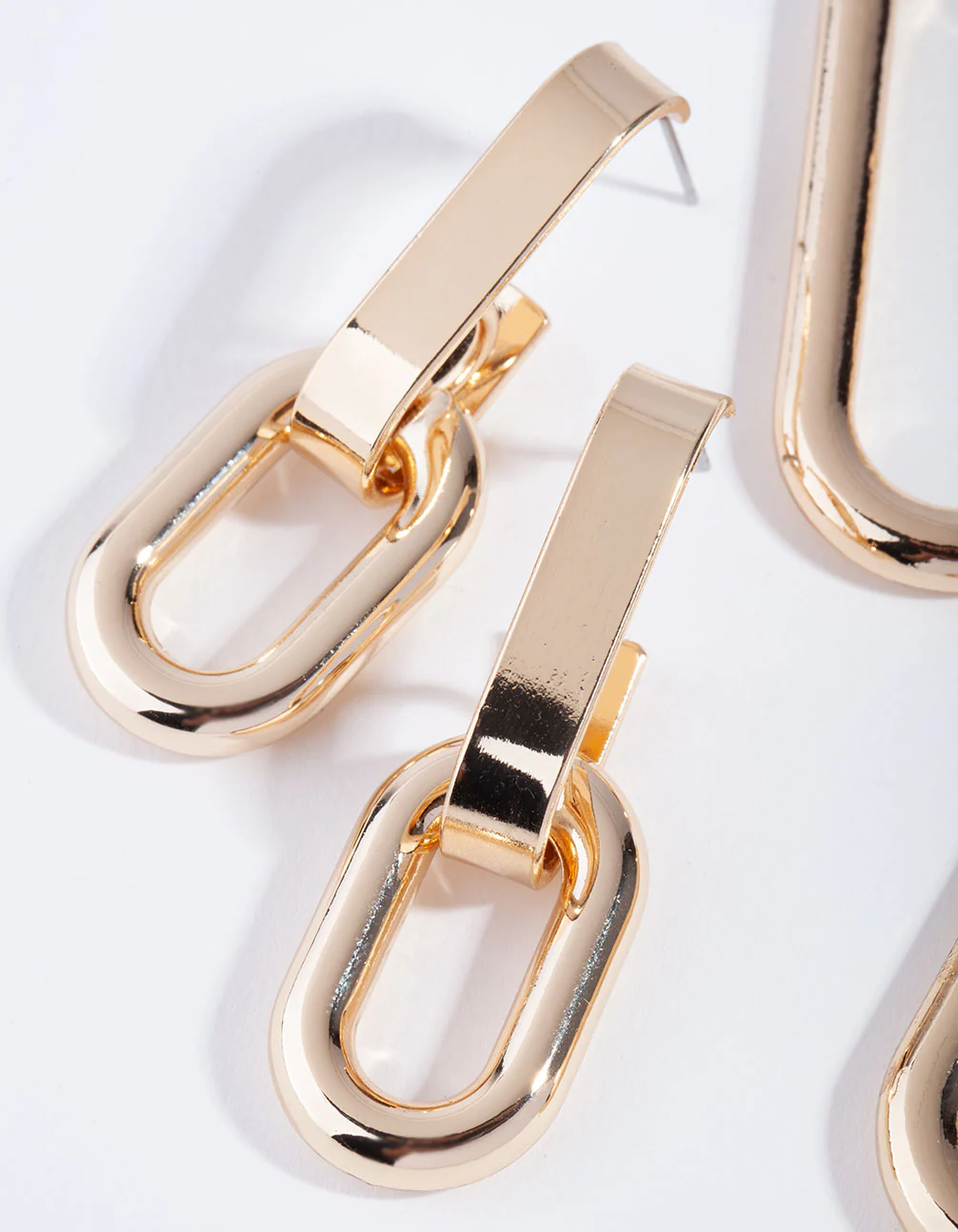 Gold Pack Rectangle Link & Hoop Earring - Image 2
