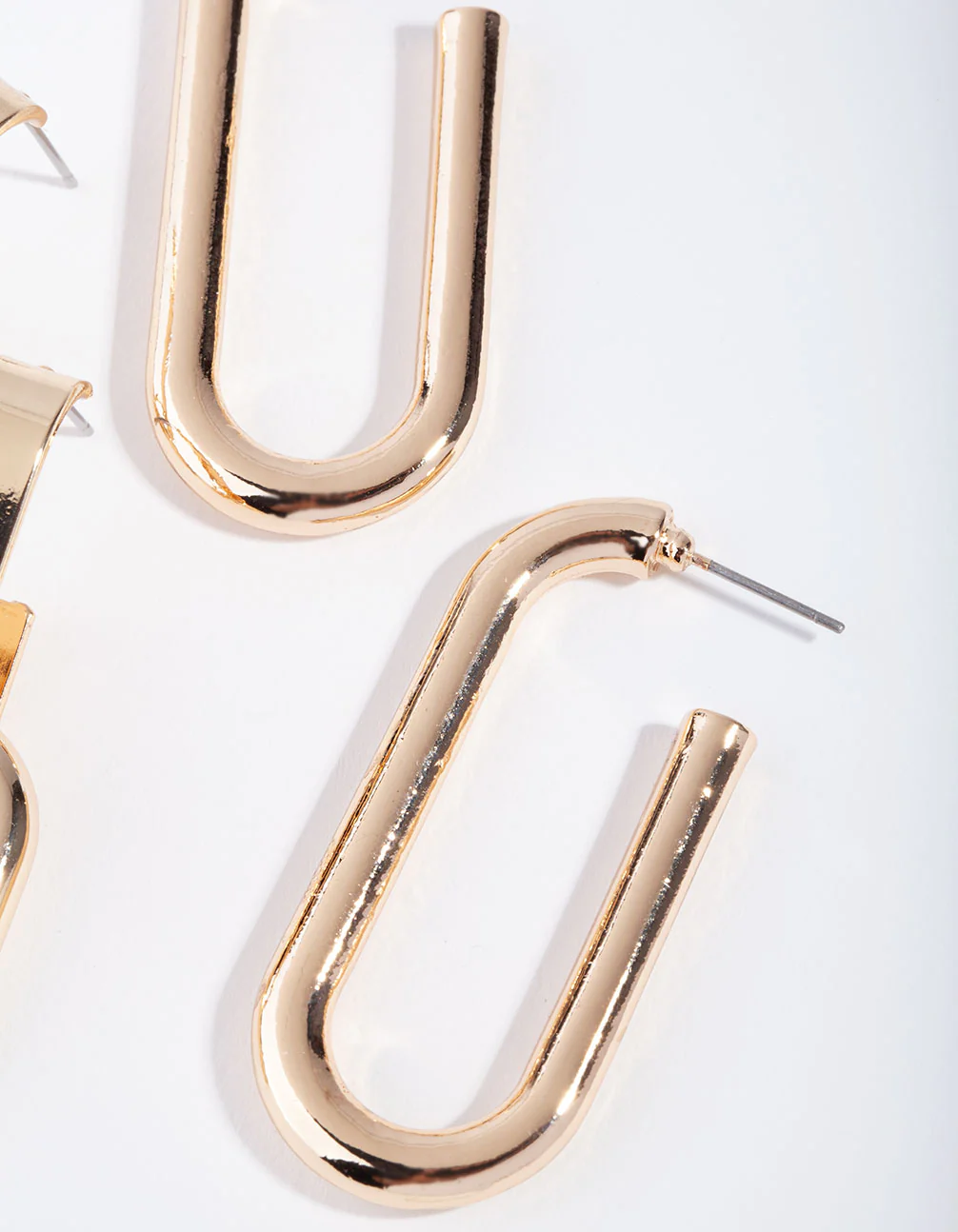 Gold Pack Rectangle Link & Hoop Earring - Image 3