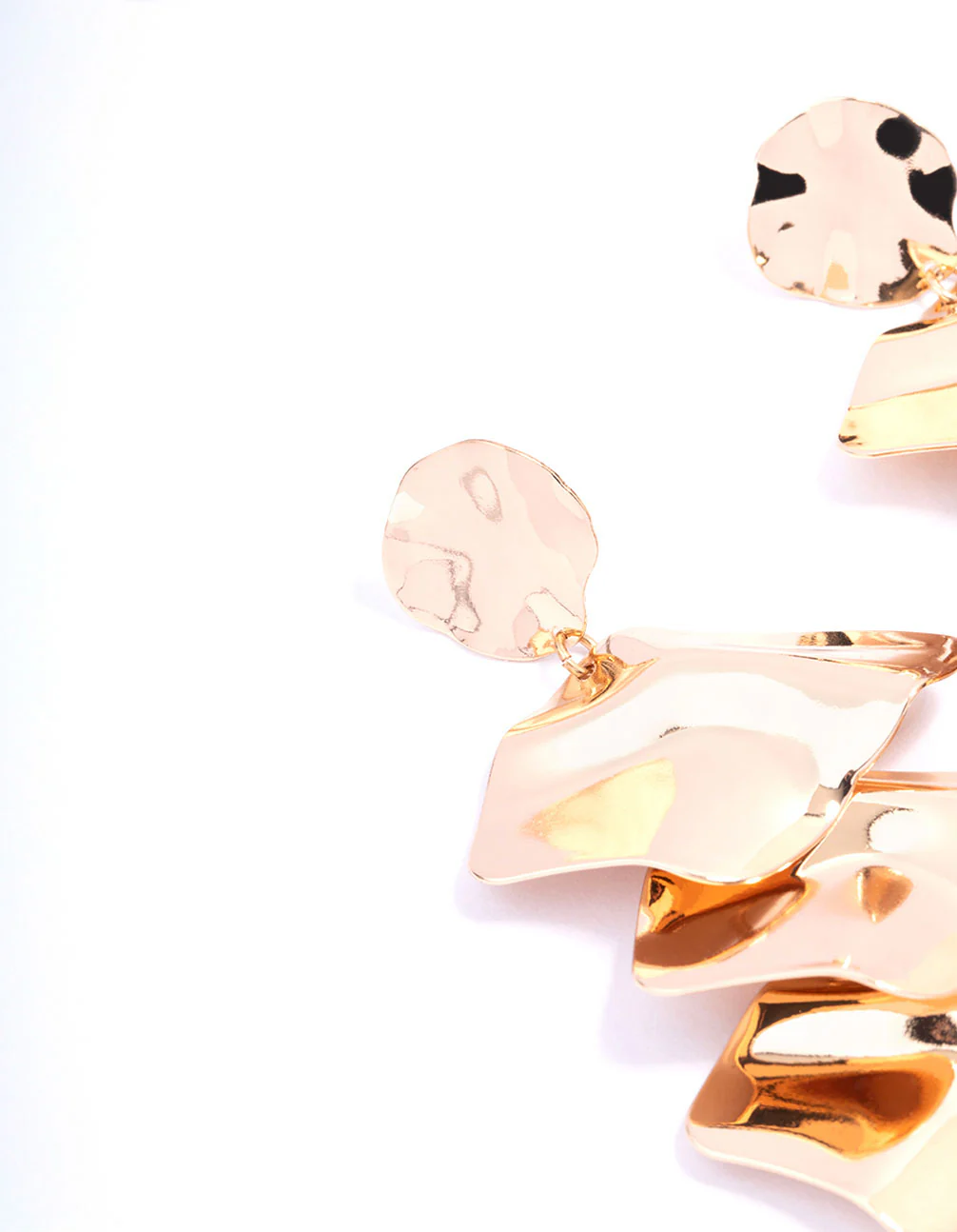 Gold Abstract Disc Drop Earrings - Image 2