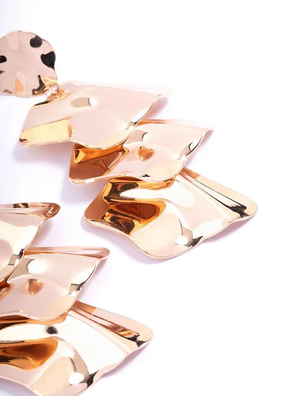 Gold Abstract Disc Drop Earrings - Image 3