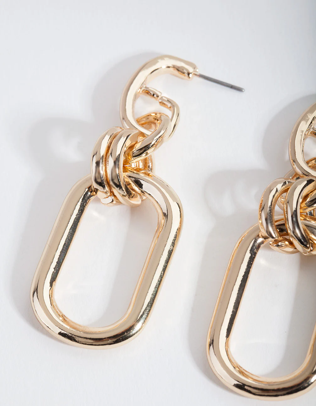 Gold Chunky Chain Link Earrings - Image 2