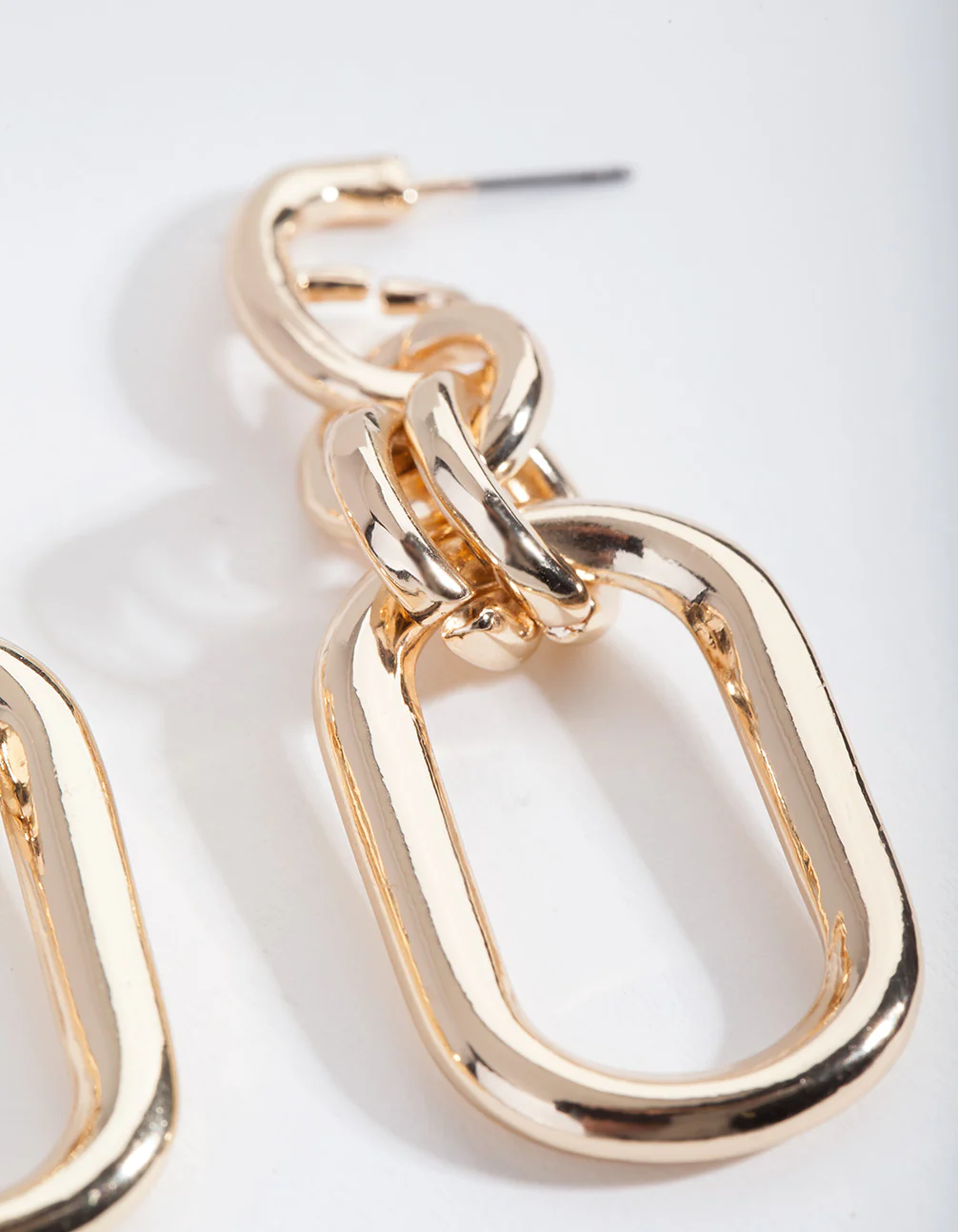 Gold Chunky Chain Link Earrings - Image 3