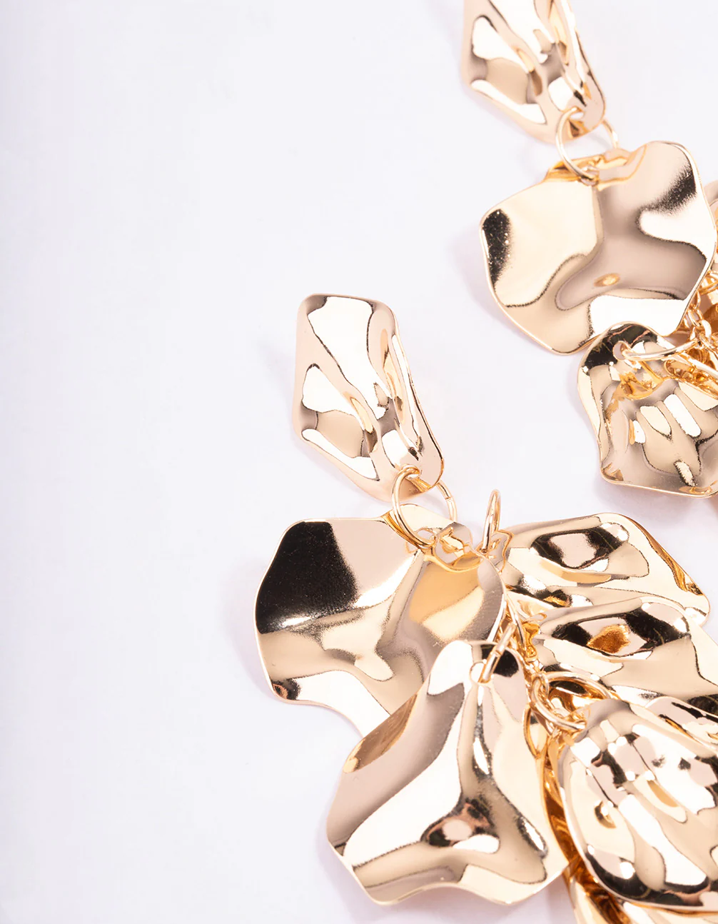 Gold Coated Petal Drop Earrings - Image 2