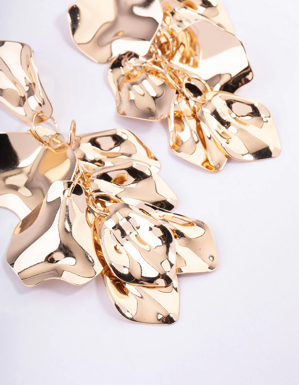 Gold Coated Petal Drop Earrings - Image 3