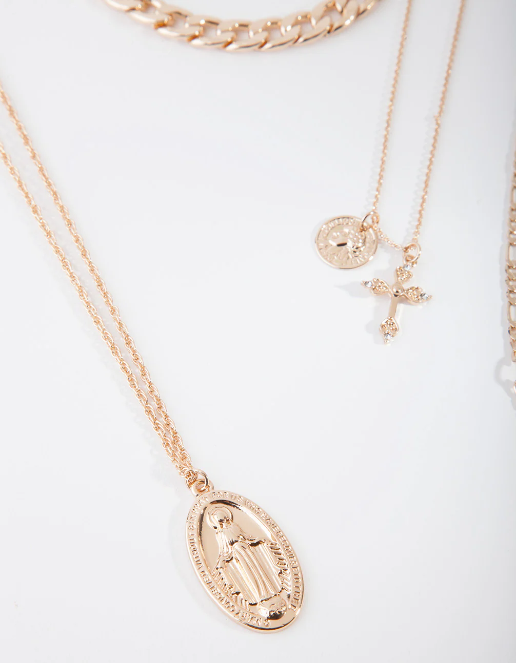 Gold Multi Layered Pendant Necklace - Image 3