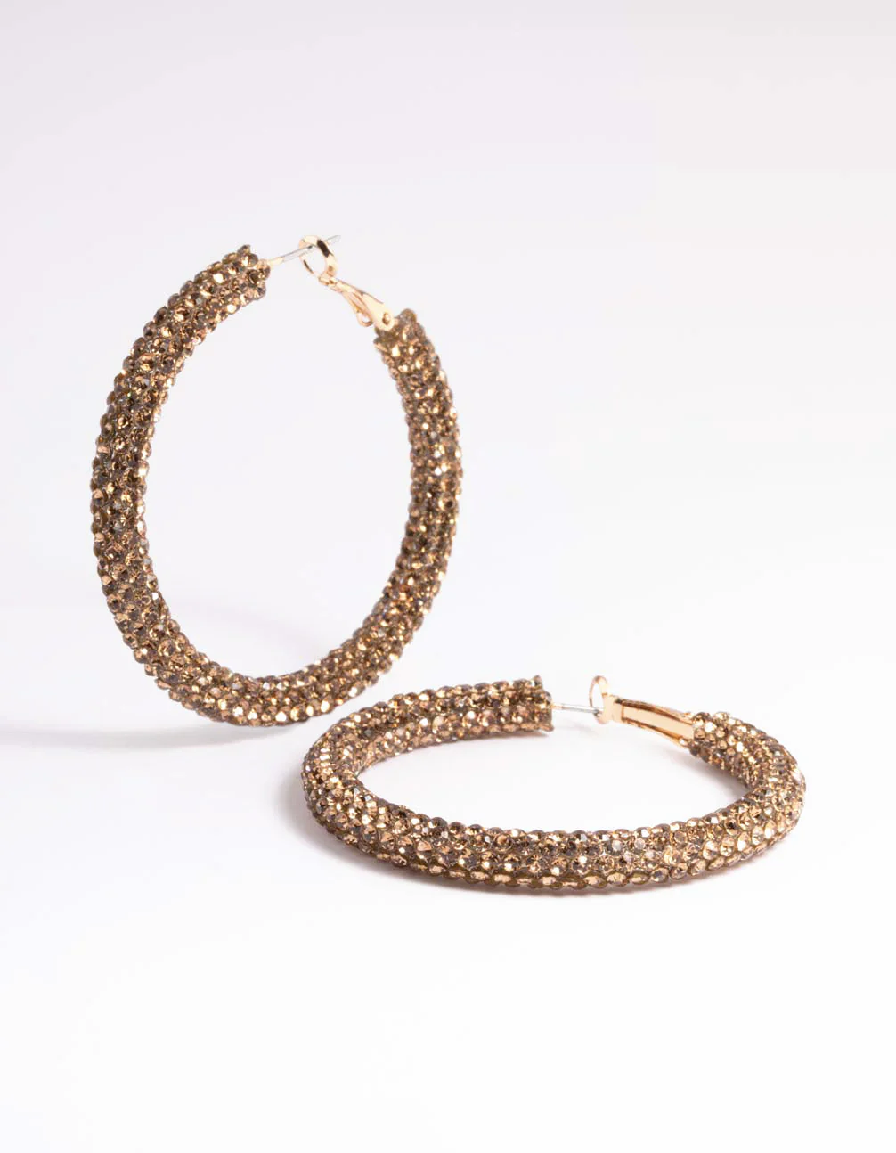 Gold Diamante 40mm Crystal Hoop Earrings - Image 5