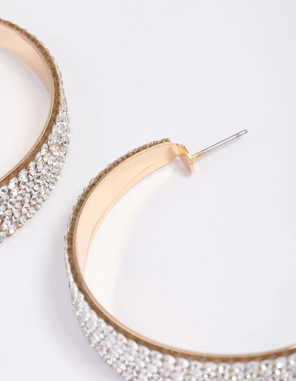 Gold Diamante Large Hoop Statement Earrings - Image 2
