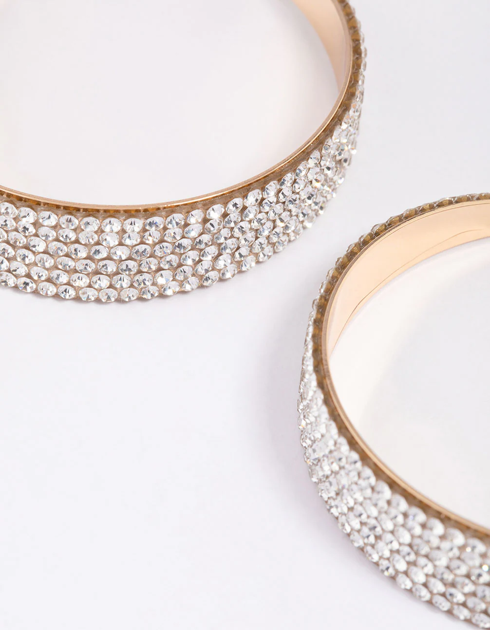 Gold Diamante Large Hoop Statement Earrings - Image 3