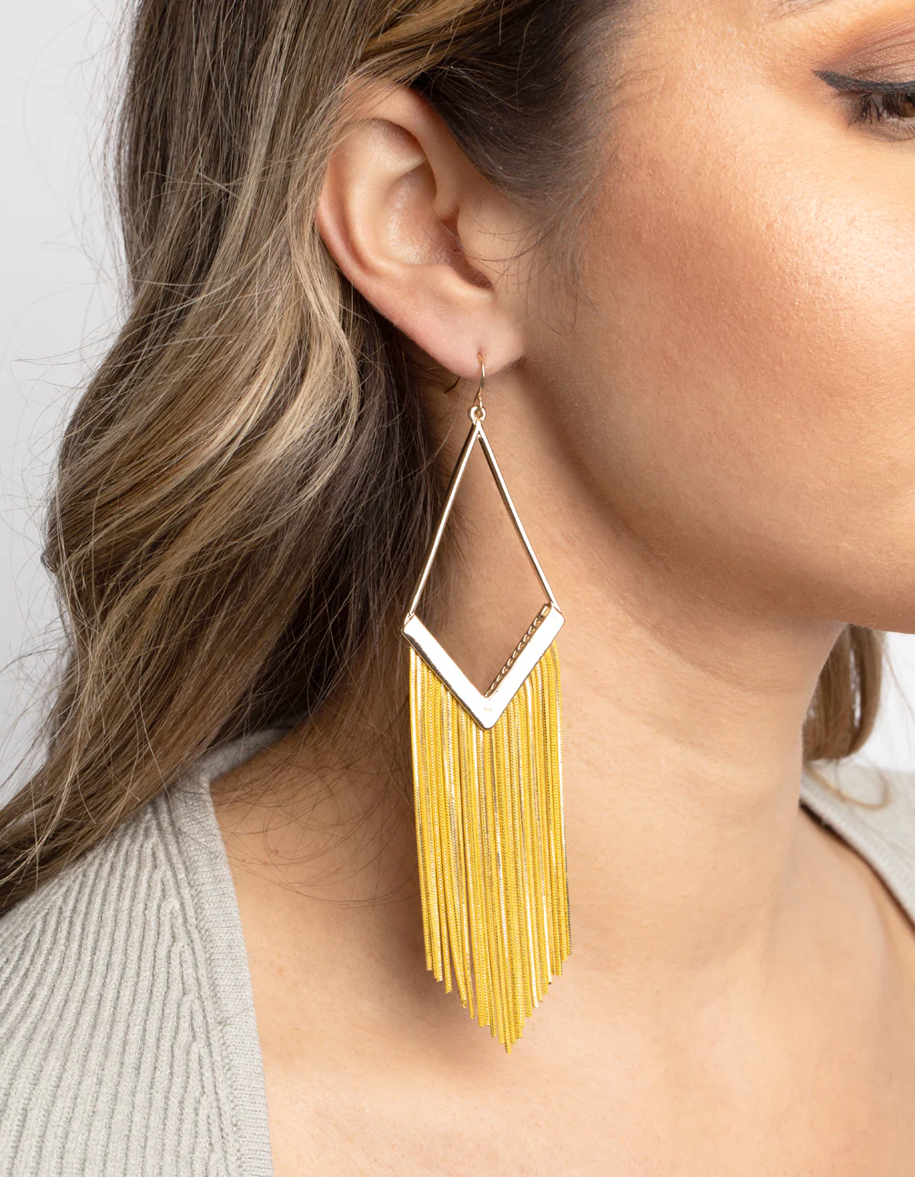 Yellow Snake Chain Drop Earrings - Image 2