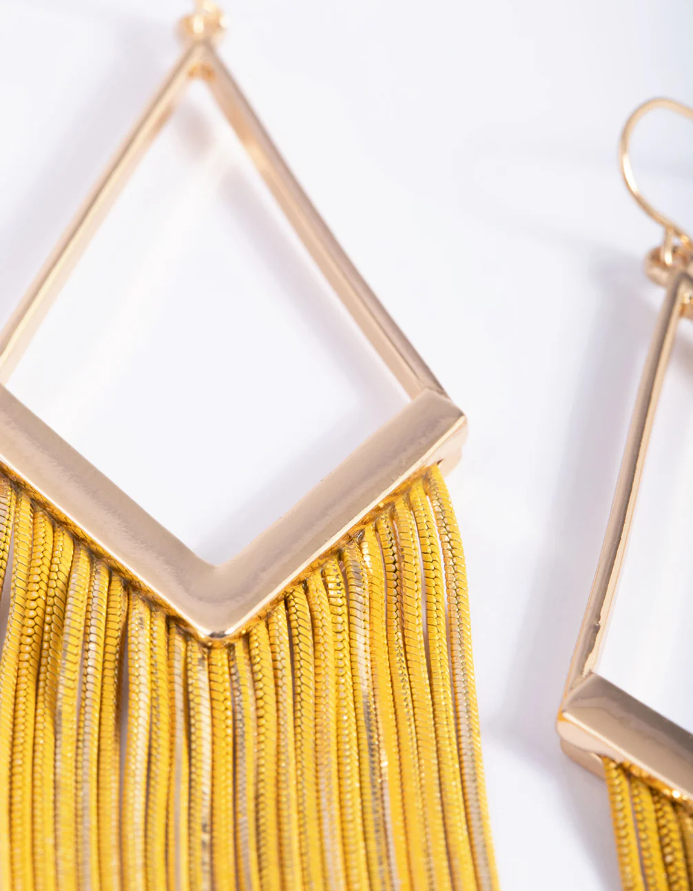 Yellow Snake Chain Drop Earrings - Image 4
